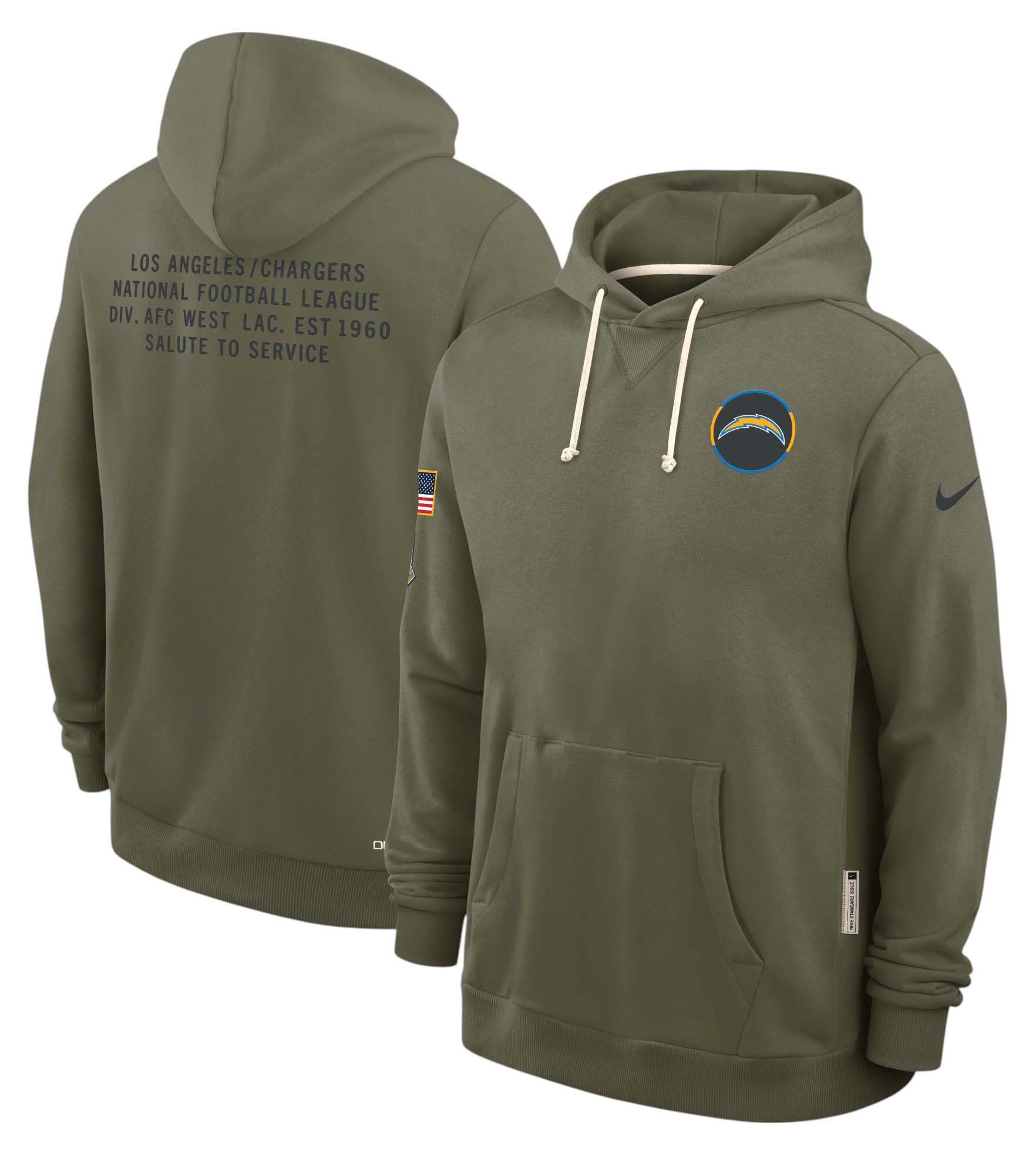 Nike Men's Los Angeles Chargers Salute To Service 2025 Olive Standard Issue Dri-FIT Pullover Hoodie product image