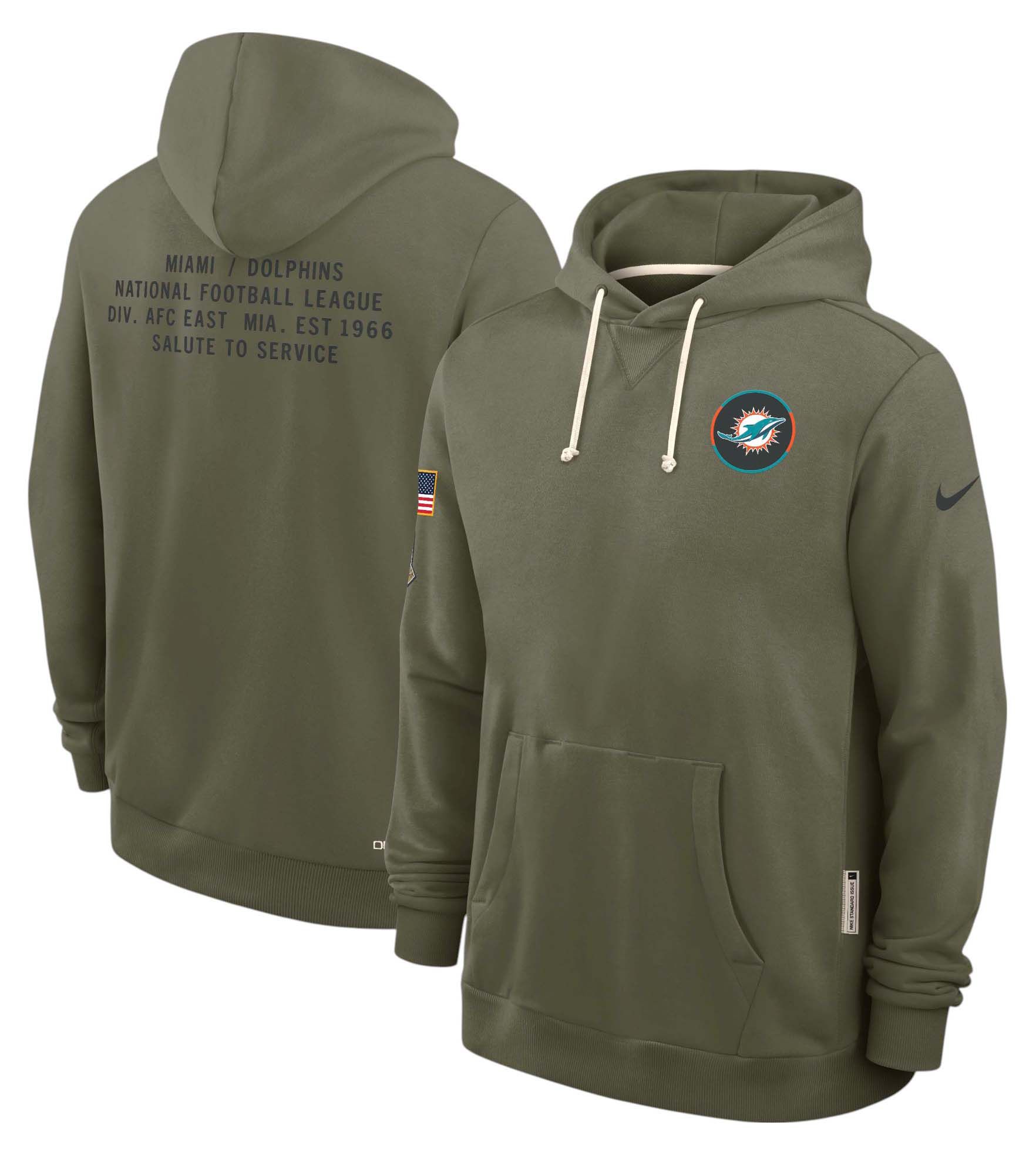 Nike Men's Miami Dolphins Salute To Service 2025 Olive Standard Issue Dri-FIT Pullover Hoodie product image