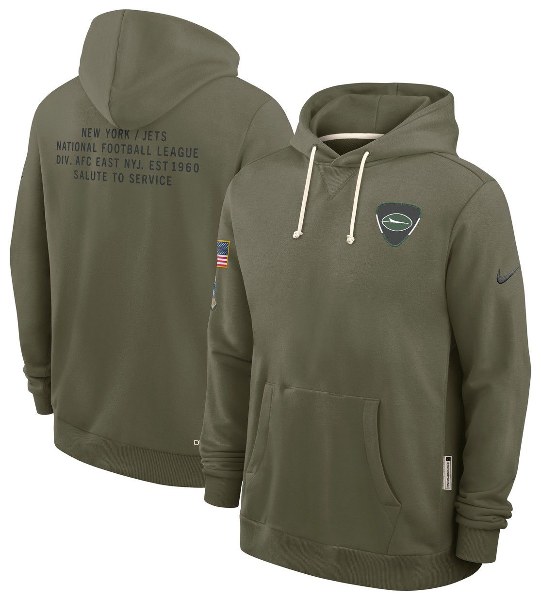 Nike Men's New York Jets Olive Salute to Service 2025 Standard Issue Dri-FIT Pullover Hoodie product image