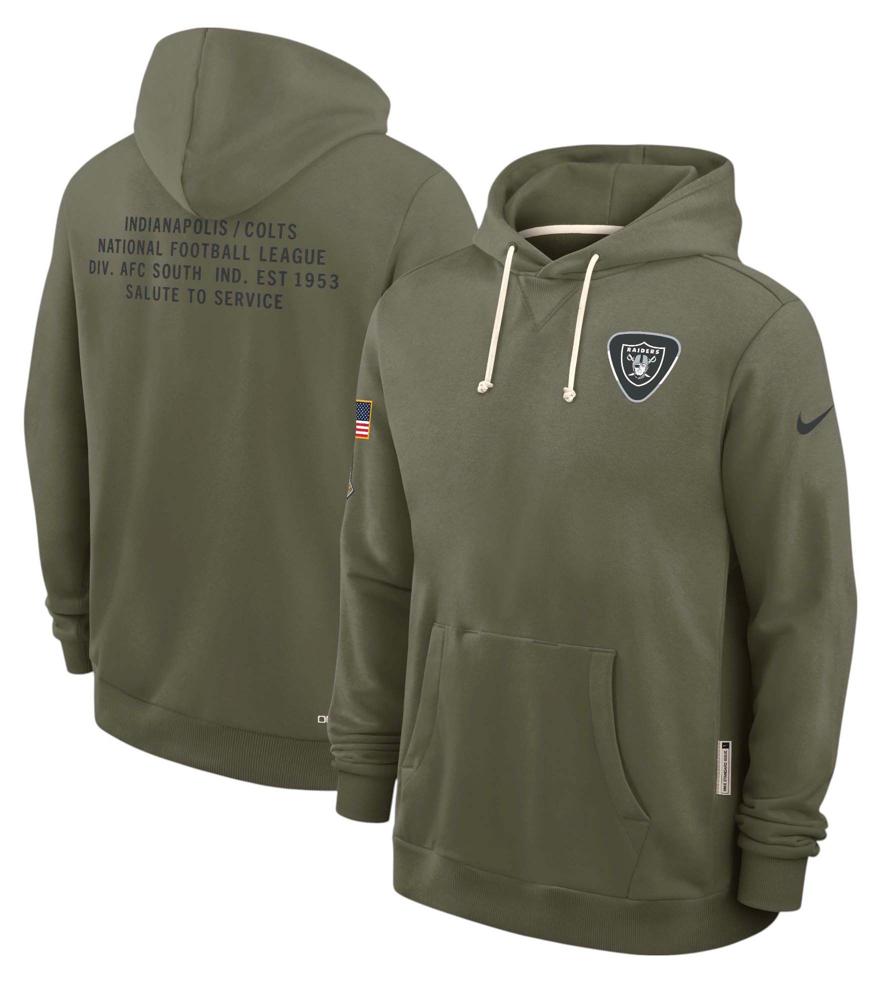 Nike Men's Las Vegas Raiders Salute To Service 2025 Olive Standard Issue Dri-FIT Pullover Hoodie product image