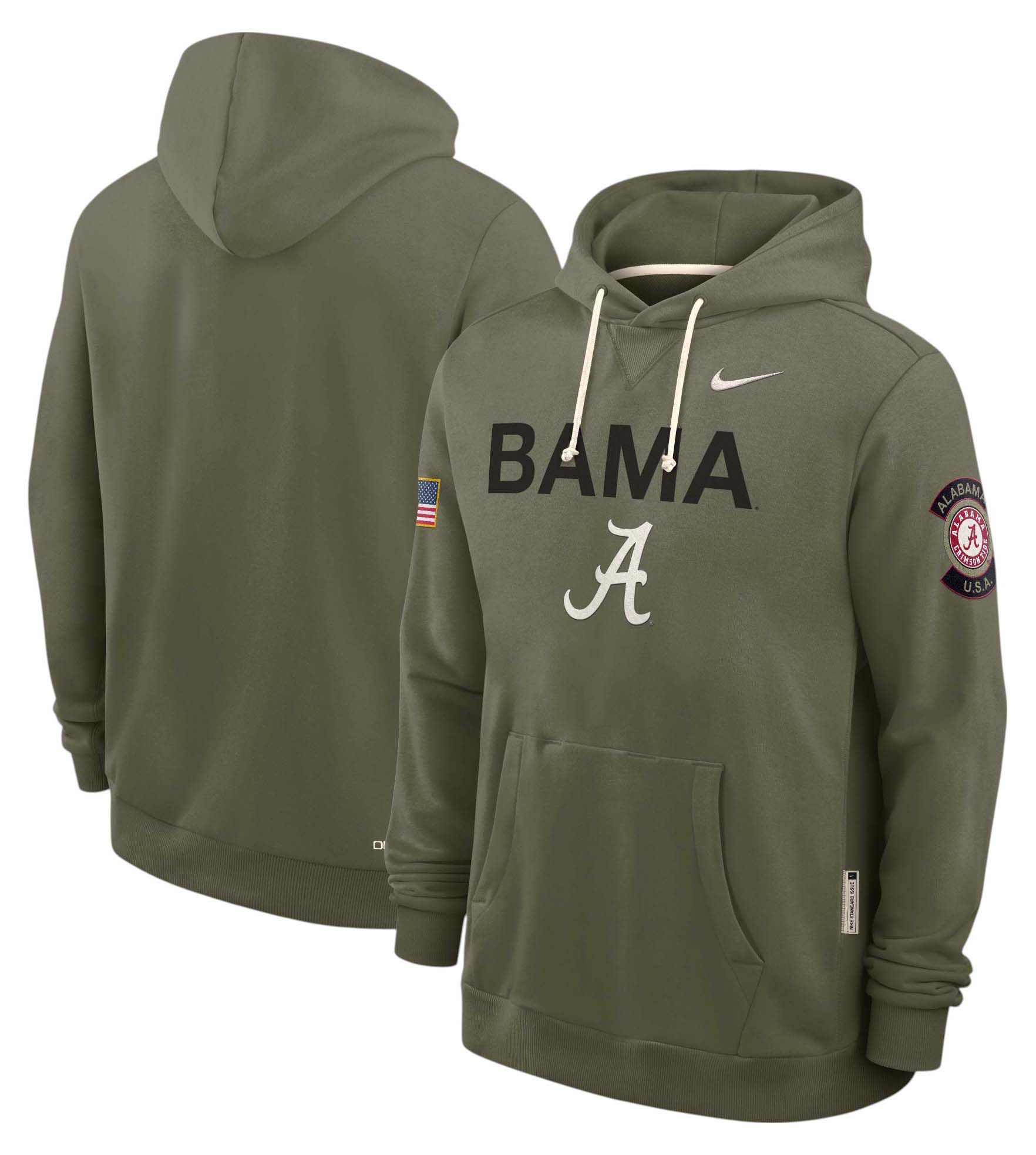 Nike Men's Alabama Crimson Tide Medium Olive 2025 Military Appreciation Pullover Hoodie product image