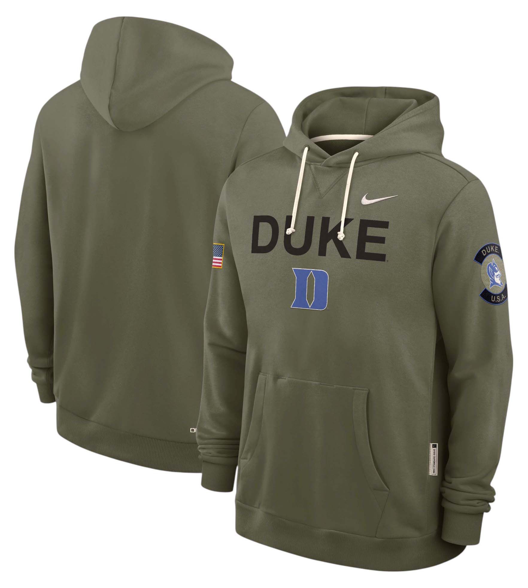 Nike Men's Duke Blue Devils Medium Olive 2025 Military Appreciation Pullover Hoodie product image