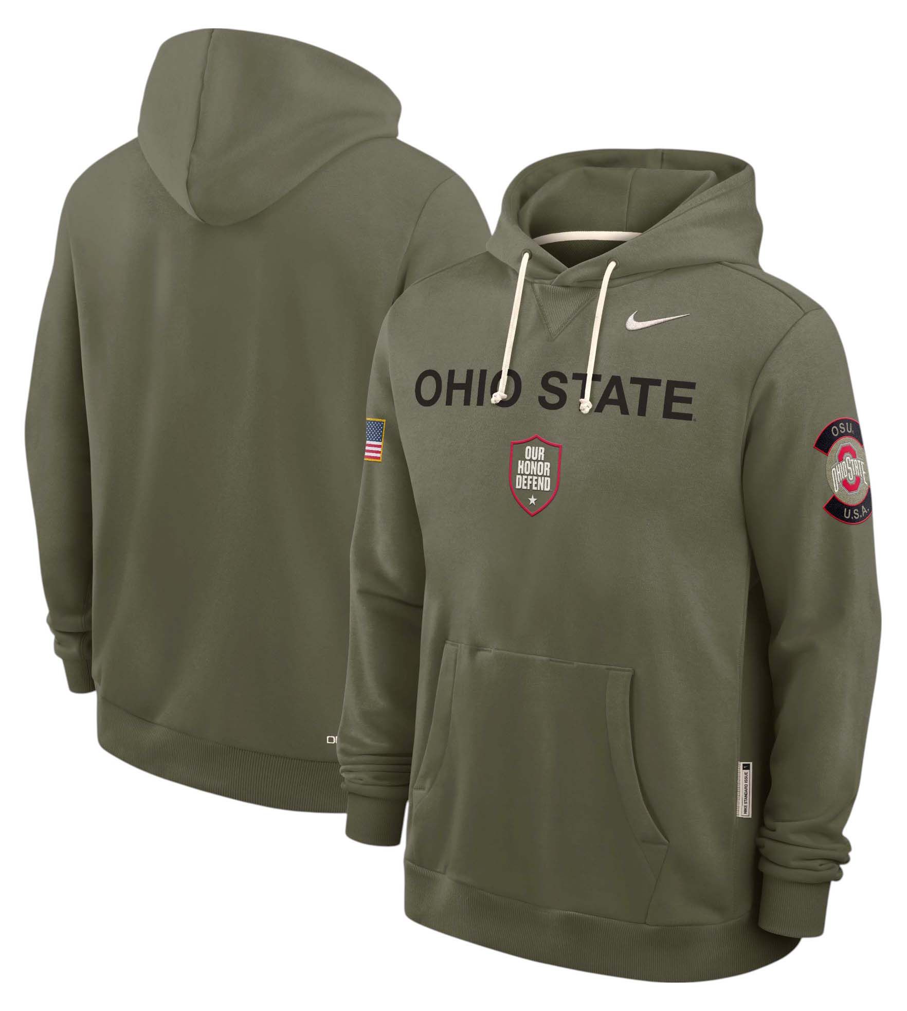 Nike Men's Ohio State Buckeyes Medium Olive 2025 Military Appreciation Pullover Hoodie product image