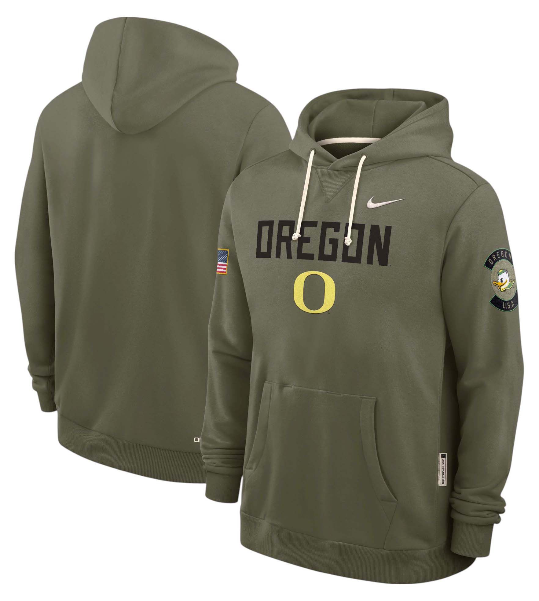 Nike Men's Oregon Ducks Medium Olive 2025 Military Appreciation Pullover Hoodie product image