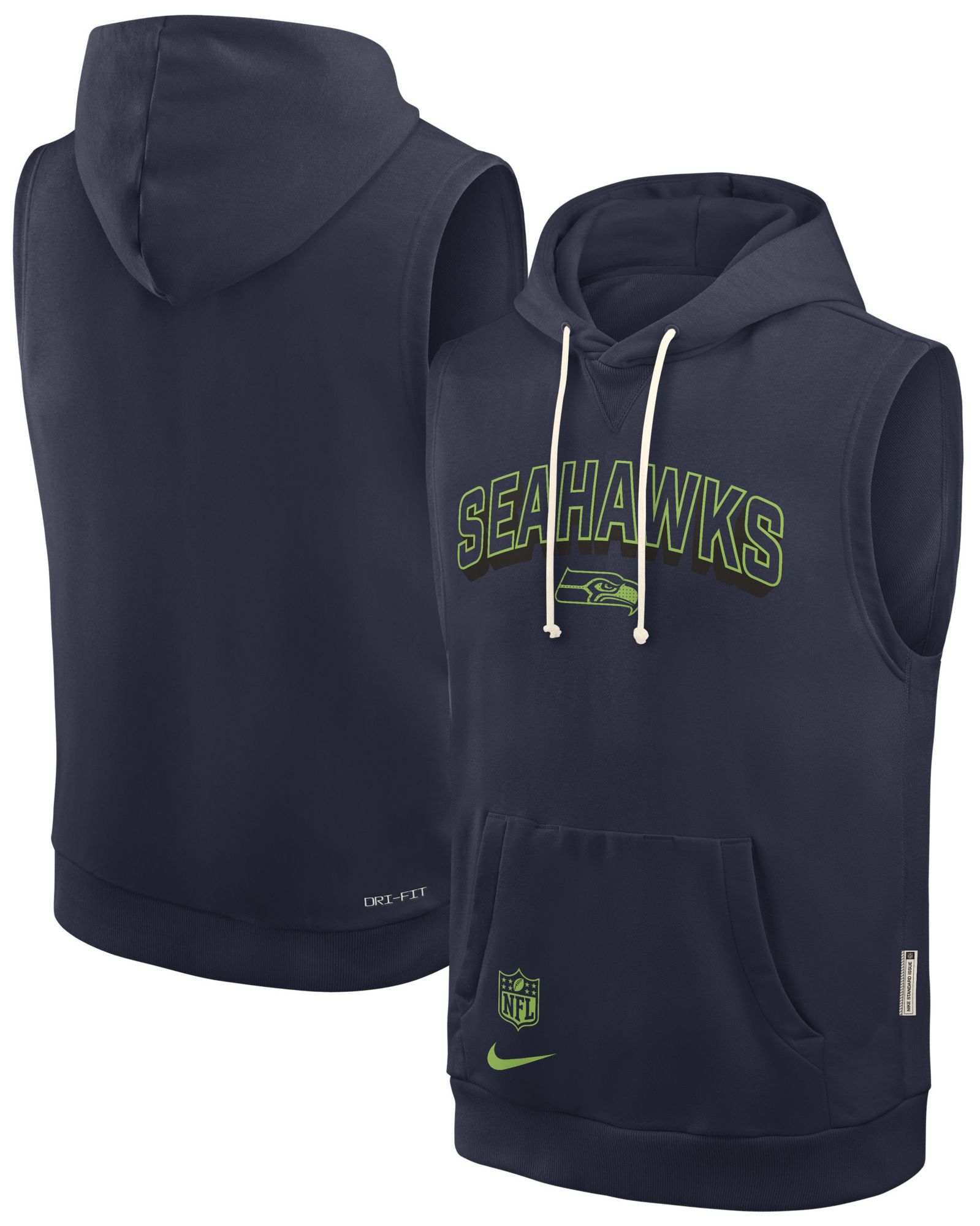 Nike Men's Seattle Seahawks College Navy Sleeveless Hoodie product image