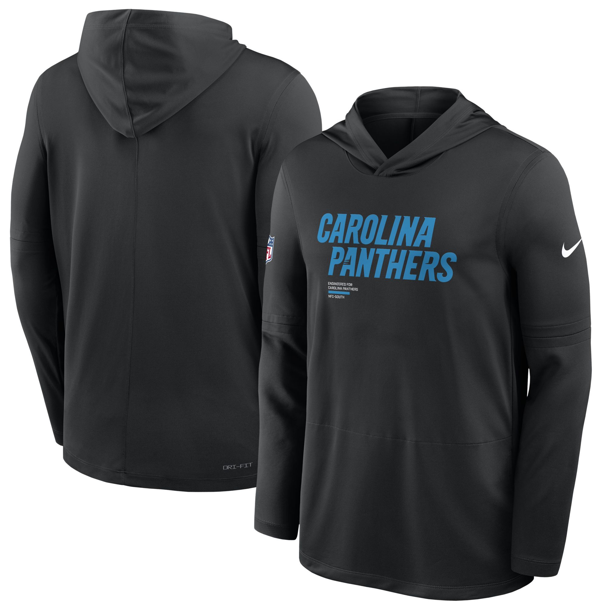 Nike Men's Carolina Panthers Black Dri-FIT Hooded Long Sleeve T-Shirt product image