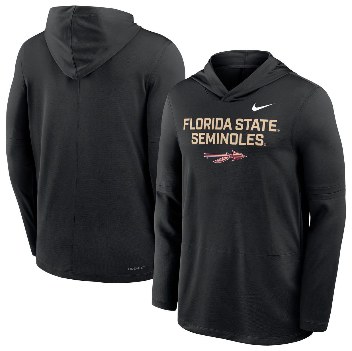 Nike Men's Florida State Seminoles Black Dri-FIT Long Sleeve Hoodie T-Shirt product image