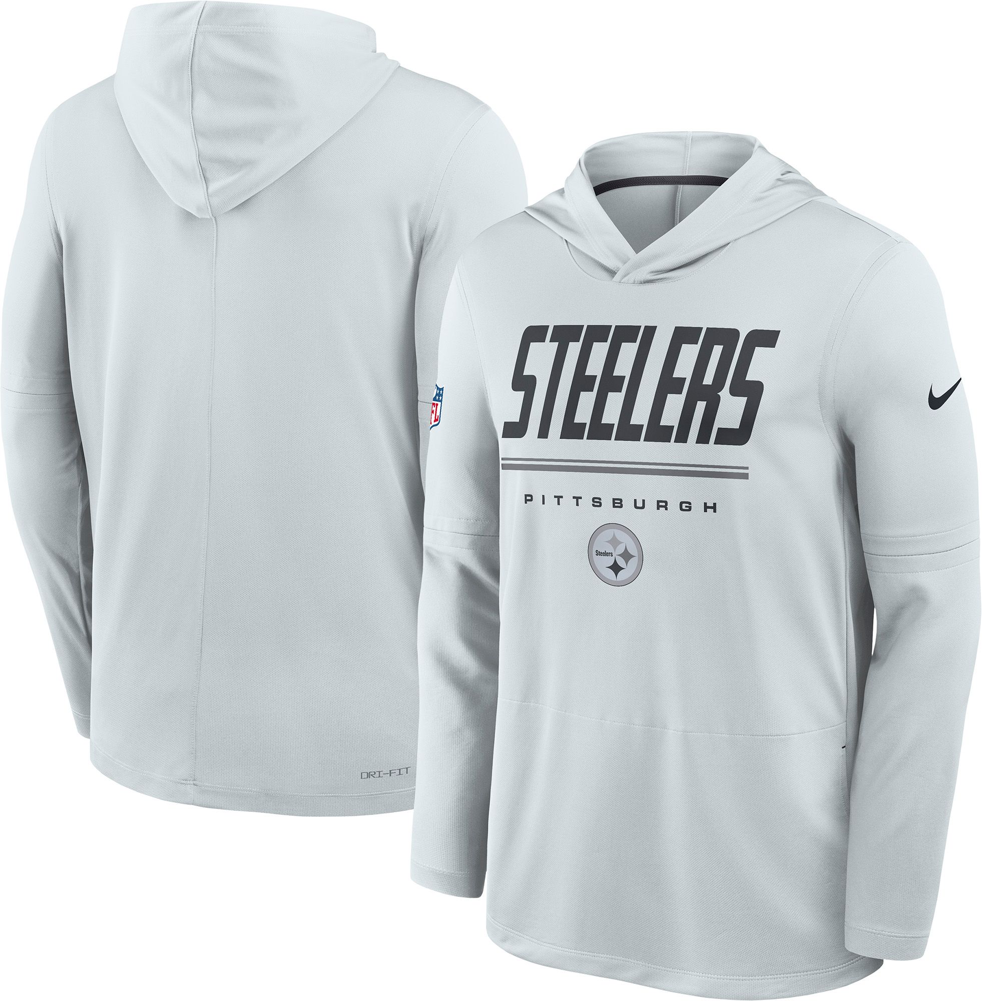 Pittsburgh Steelers ウォームアップウェア ホワイト Nike Men's Pittsburgh Steelers Pure Platinum Long Sleeve Hooded