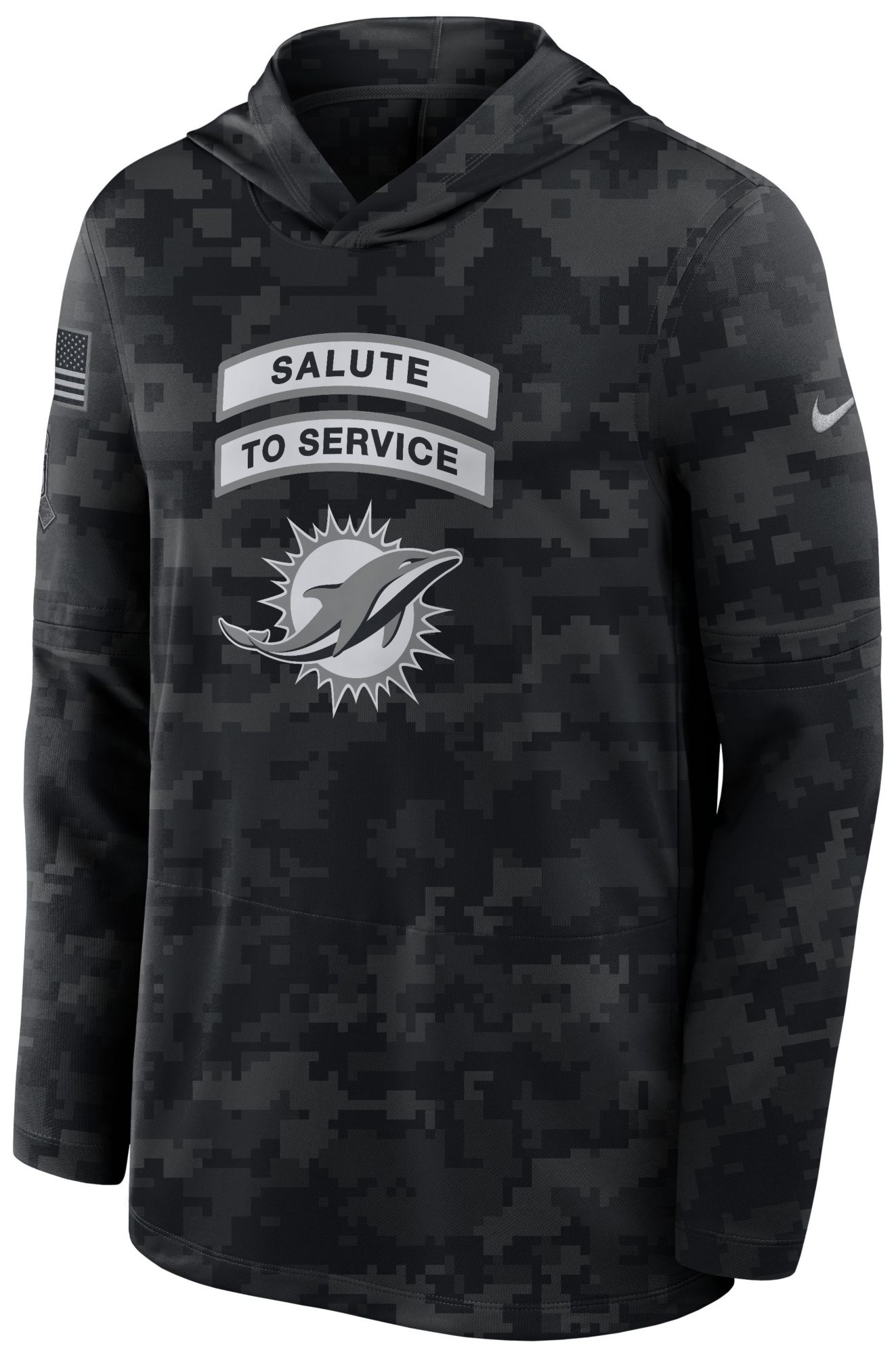 Nike Men's Miami Dolphins Salute To Service 2026 Hooded Long Sleeve Shirt product image