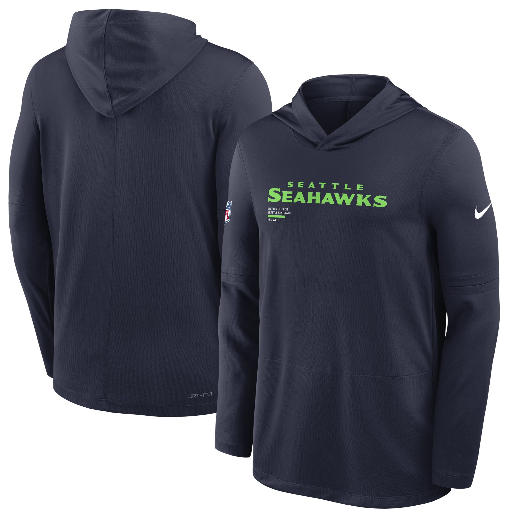 Nike Men's Seattle Seahawks College Navy Dri-FIT Hooded Long Sleeve T-Shirt product image