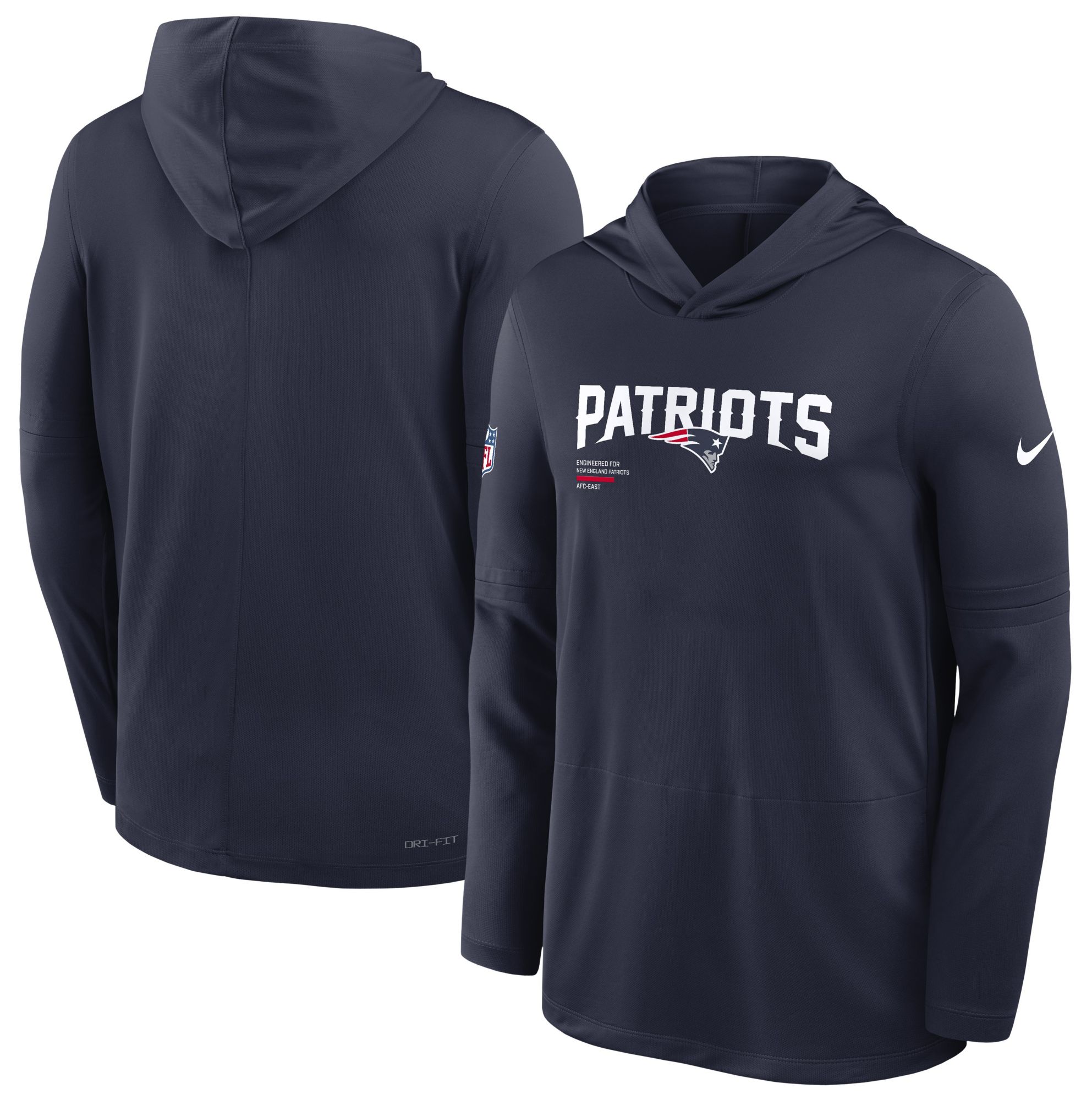 Nike Men's New England Patriots College Navy Dri-FIT Hooded Long Sleeve T-Shirt product image