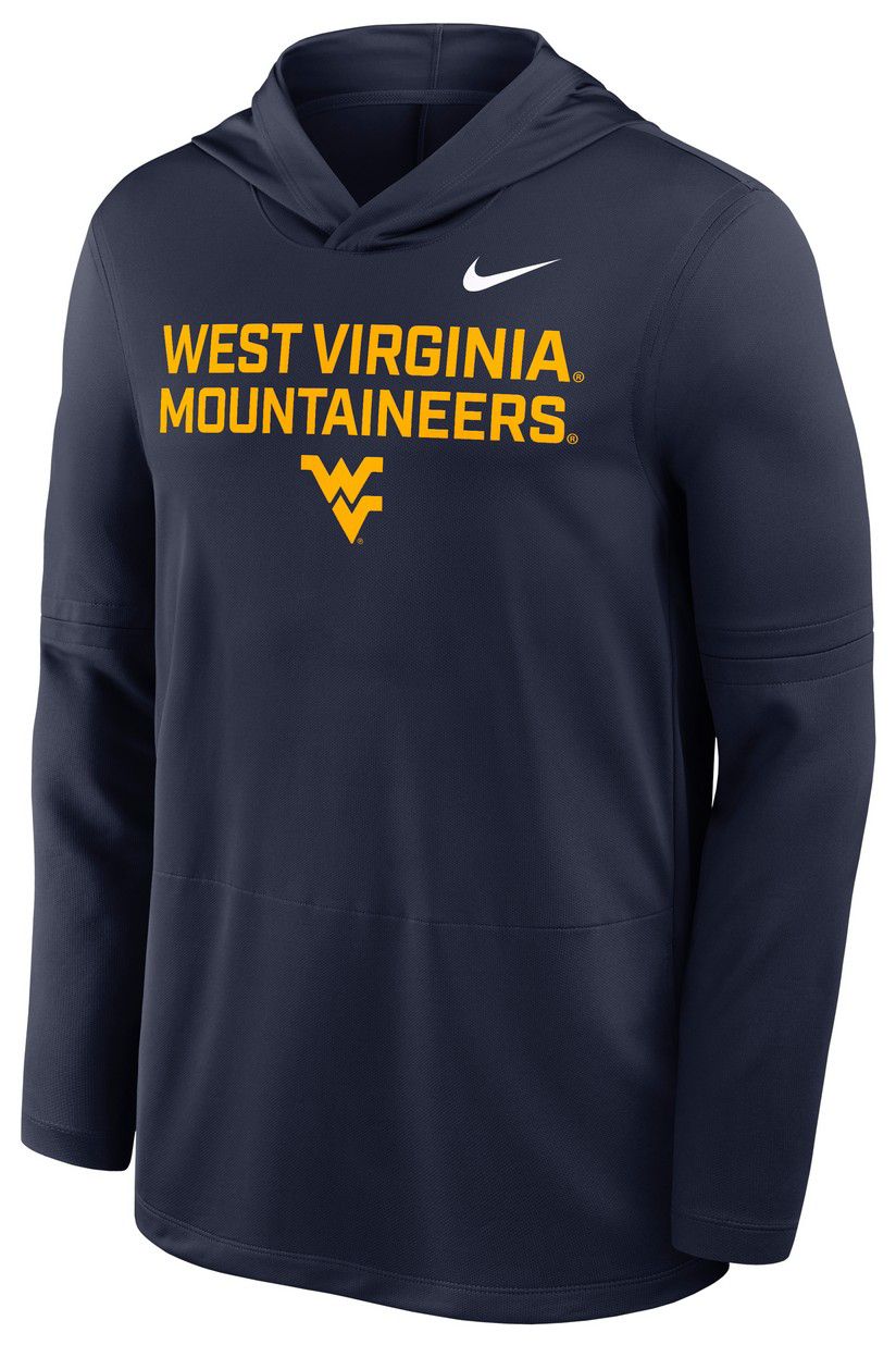 Nike Men's West Virginia Mountaineers College Navy Dri-FIT Long Sleeve Hoodie T-Shirt product image