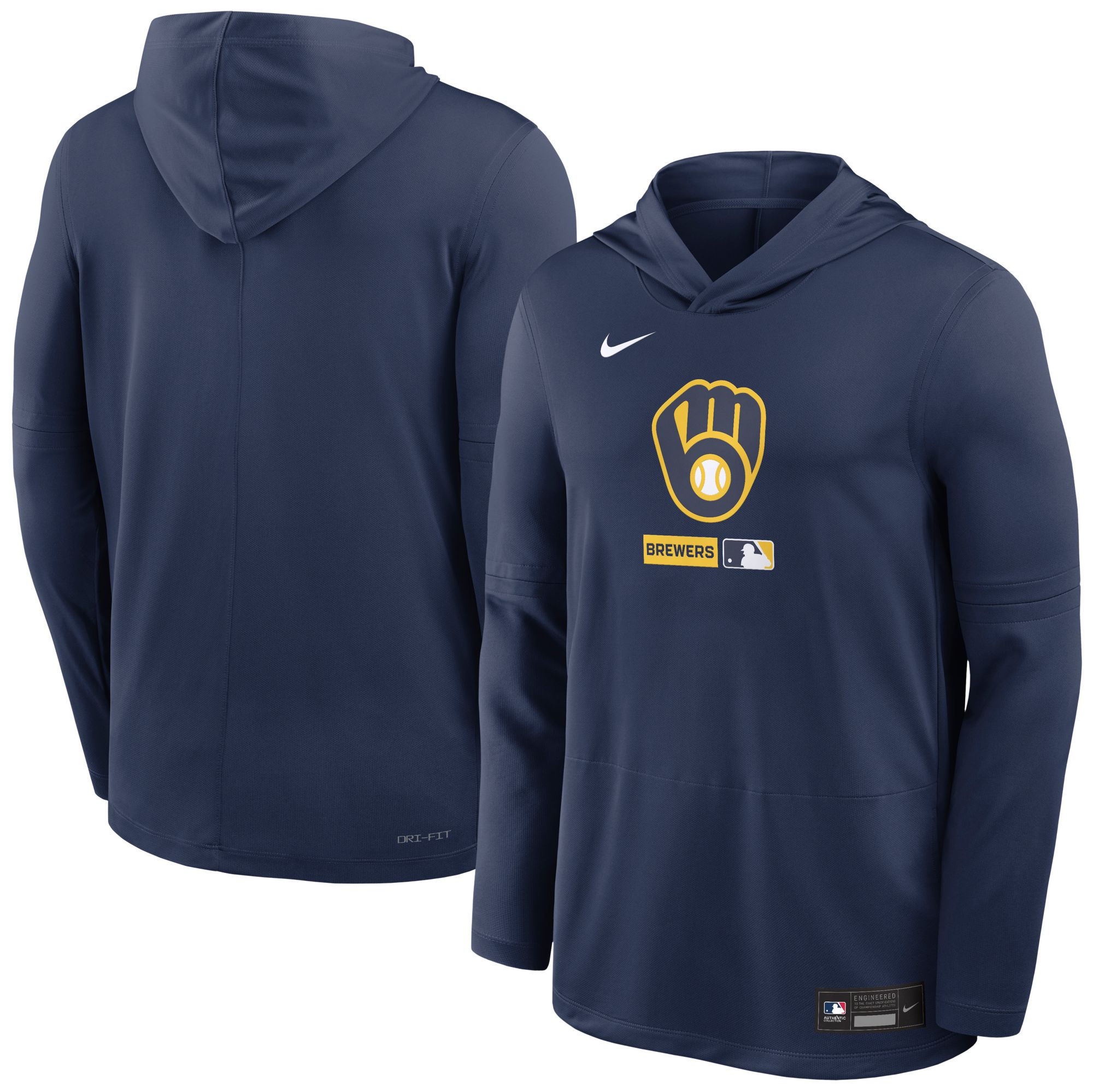Nike Men's Milwaukee Brewers Blue Authentic Collection Lightweight Hoodie product image
