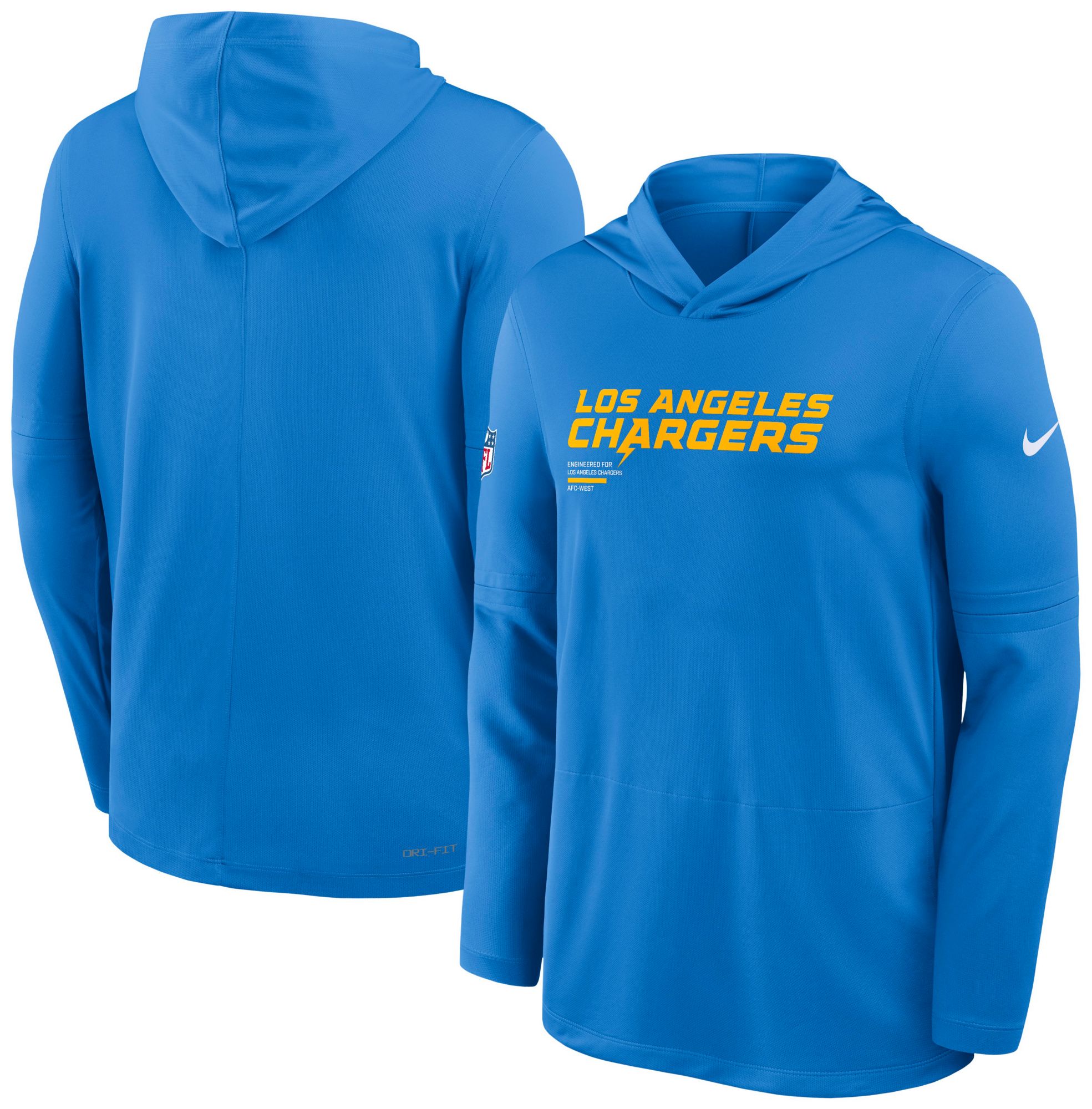 Nike Men's Los Angeles Chargers Italy Blue Dri-FIT Hooded Long Sleeve T-Shirt product image