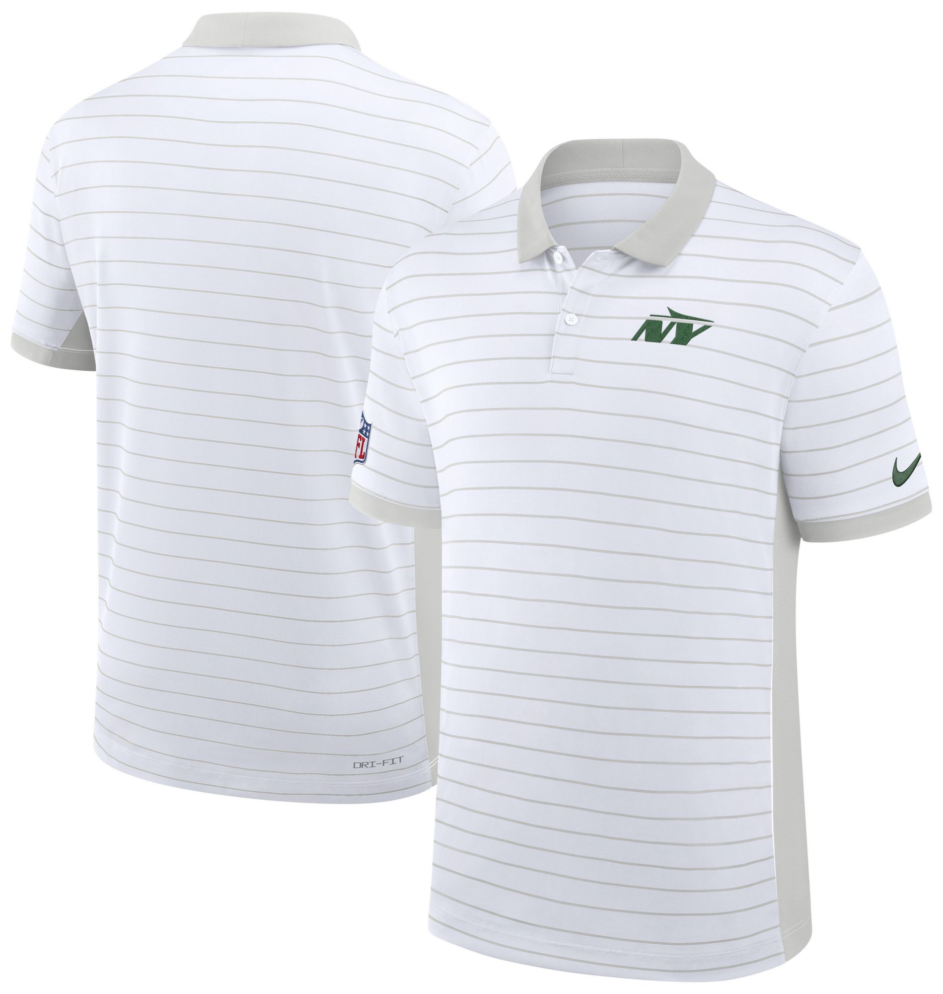 Nike Men's New York Jets White Dri-FIT Victory Striped Polo product image