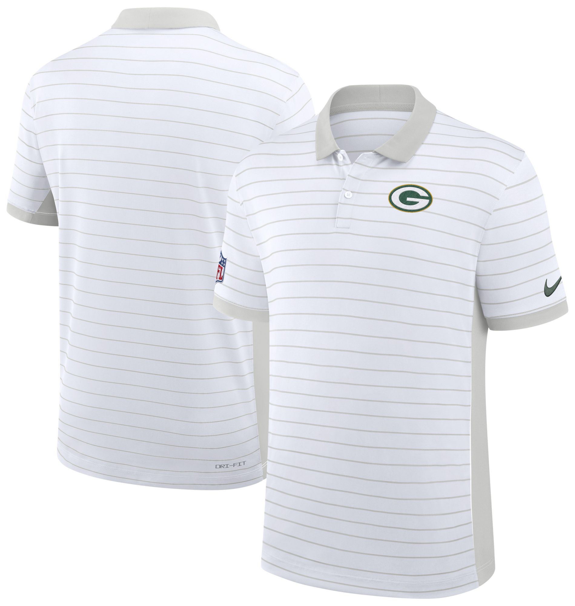 Nike Men's Green Bay Packers White Dri-FIT Victory Striped Polo product image