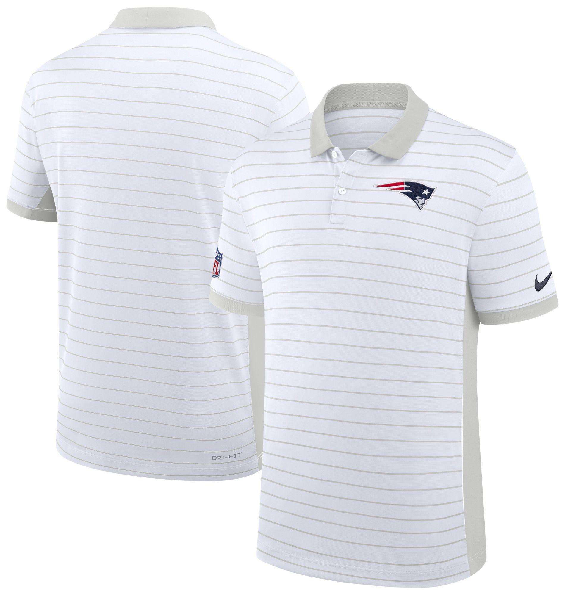 Nike Men's New England Patriots White Dri-FIT Victory Striped Polo product image
