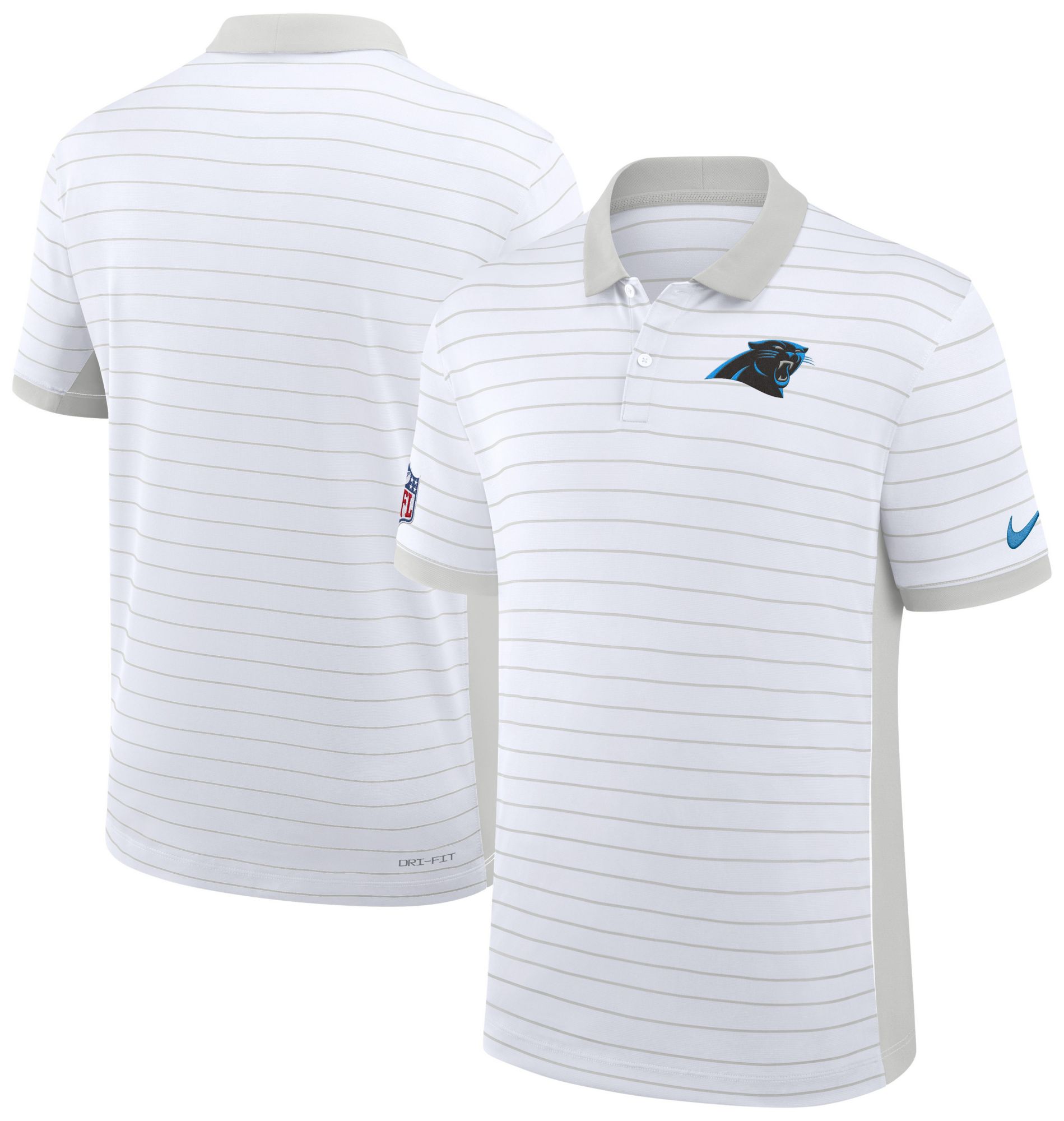 Nike Men's Carolina Panthers White Dri-FIT Victory Striped Polo product image