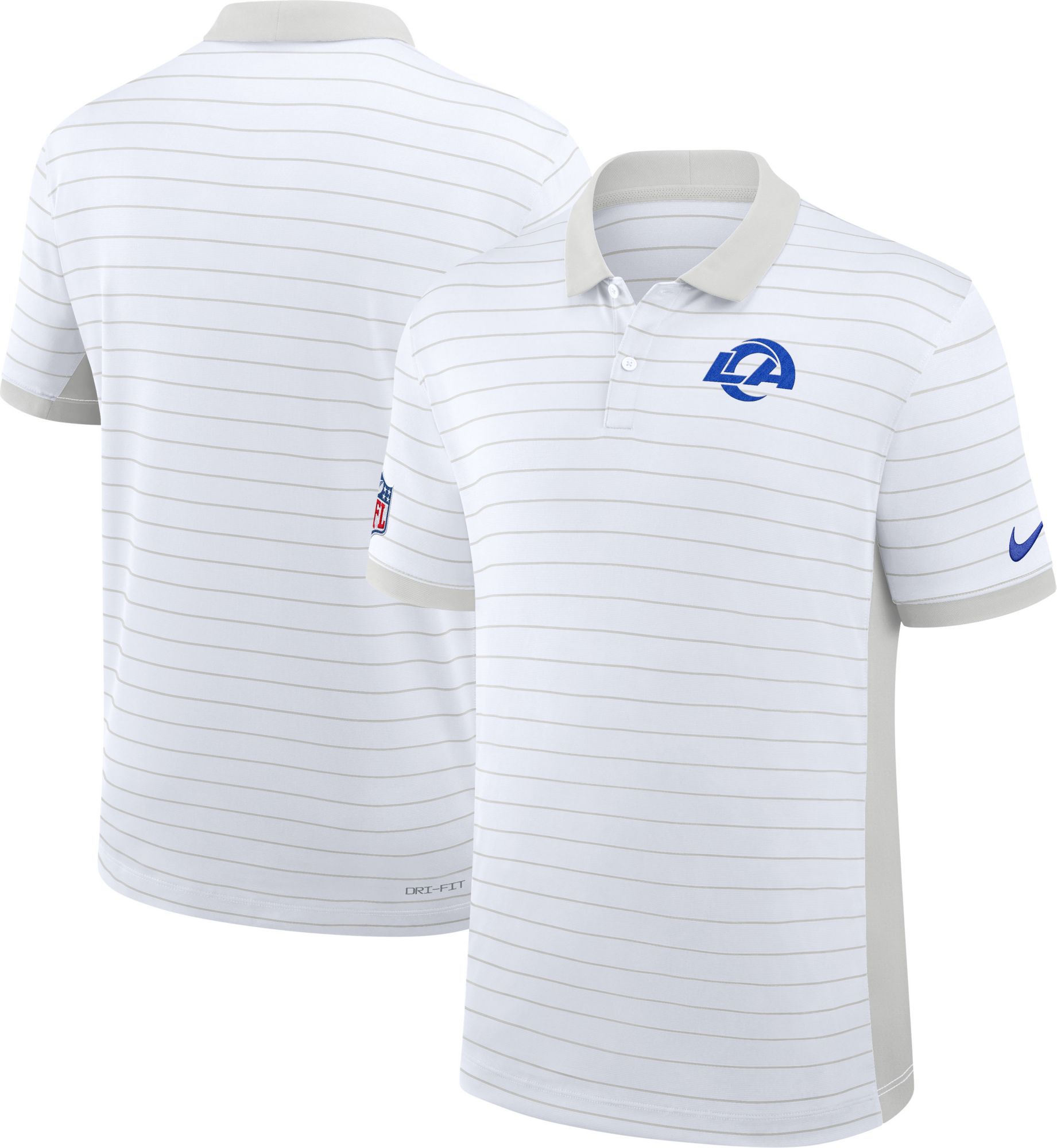Nike Men's Los Angeles Rams White Sideline Victory Striped Polo product image