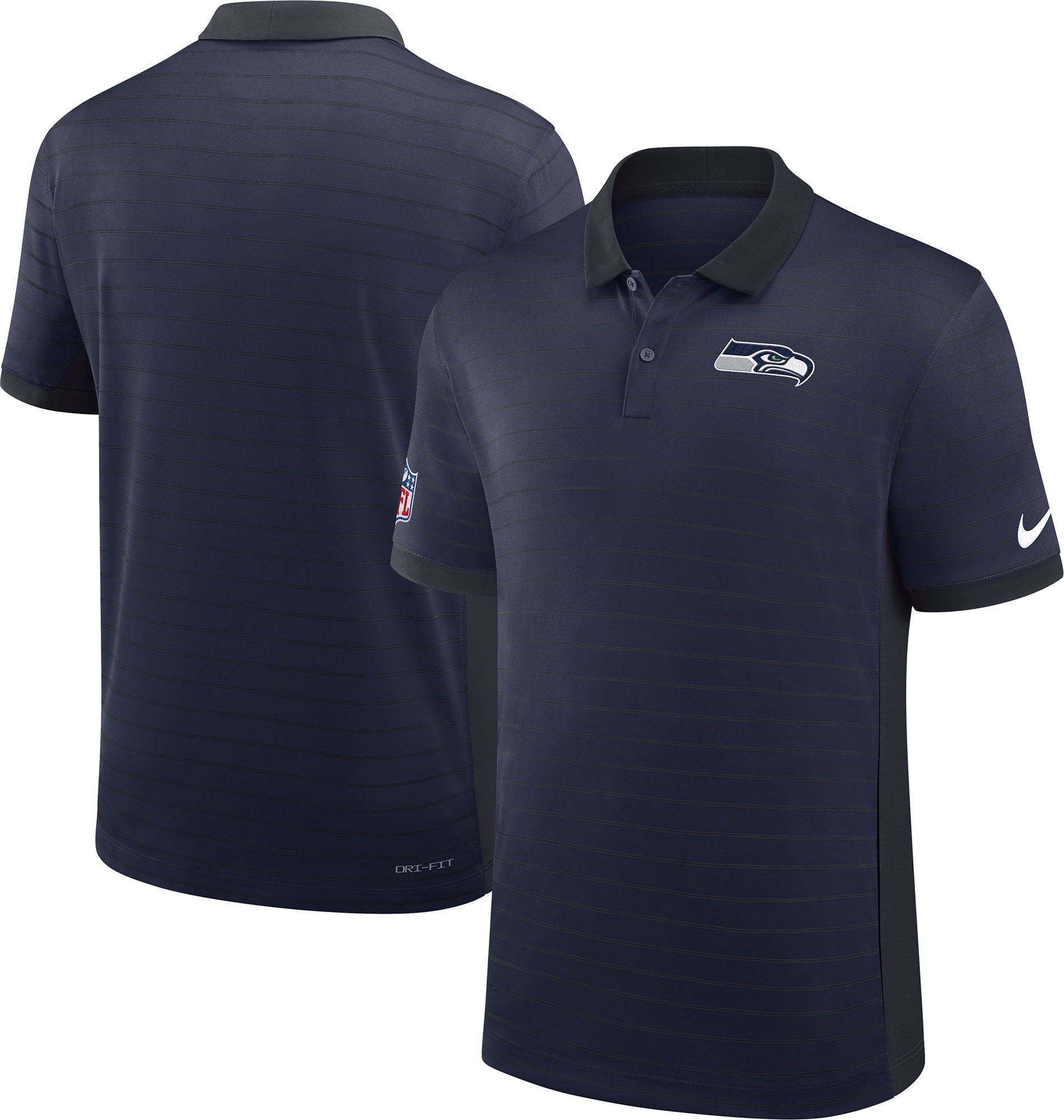 Nike Men's Seattle Seahawks College Navy Dri-FIT Victory Striped Polo product image