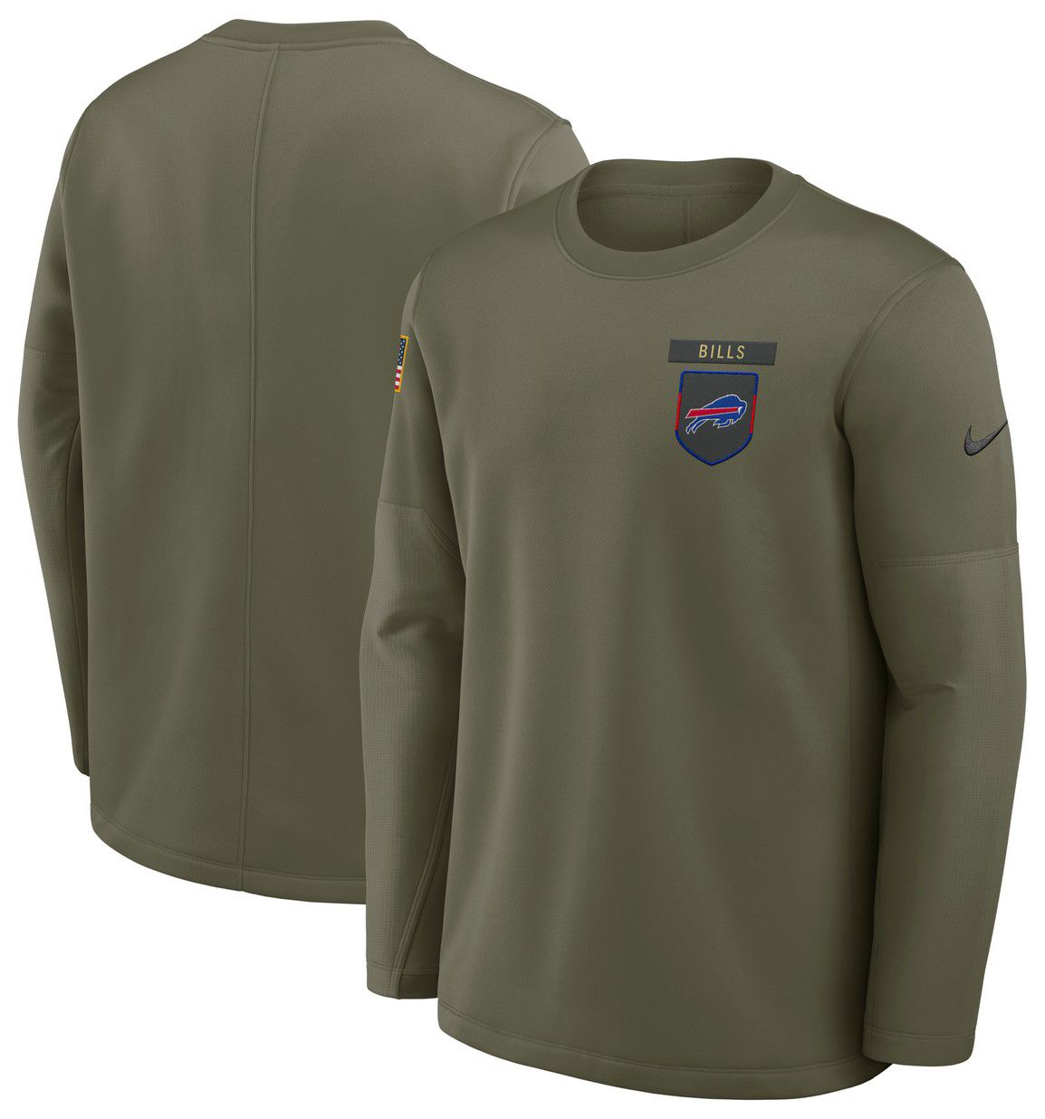 Nike Men's Buffalo Bills Olive Salute To Service 2025 Coaches Therma-FIT Crew Sweatshirt product image