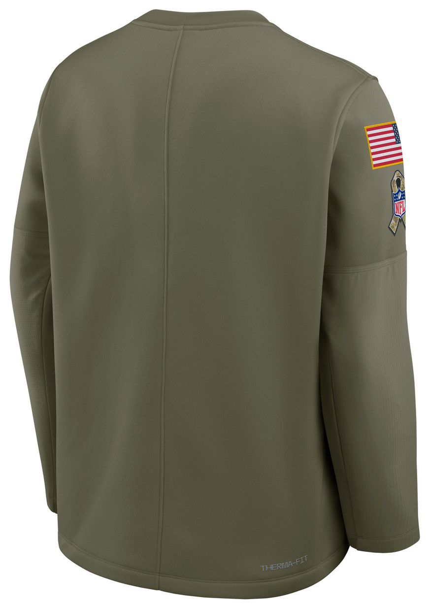Nike Men's Miami Dolphins Olive Salute To Service 2025 Coaches Therma-FIT Crew Sweatshirt product image
