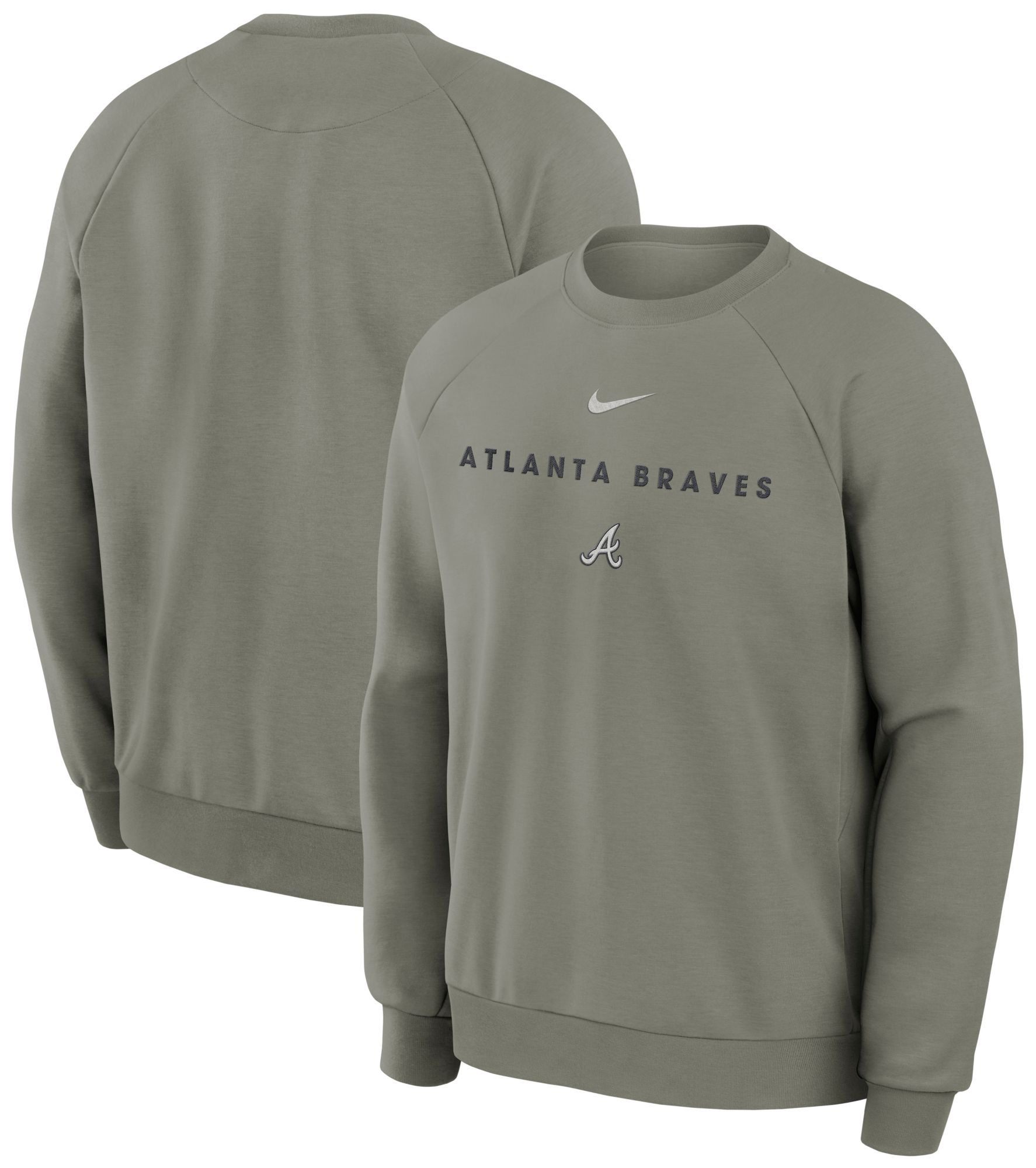 Nike Men's Atlanta Braves Gray Dri-FIT Primary Fleece UV Crewneck Sweatshirt product image
