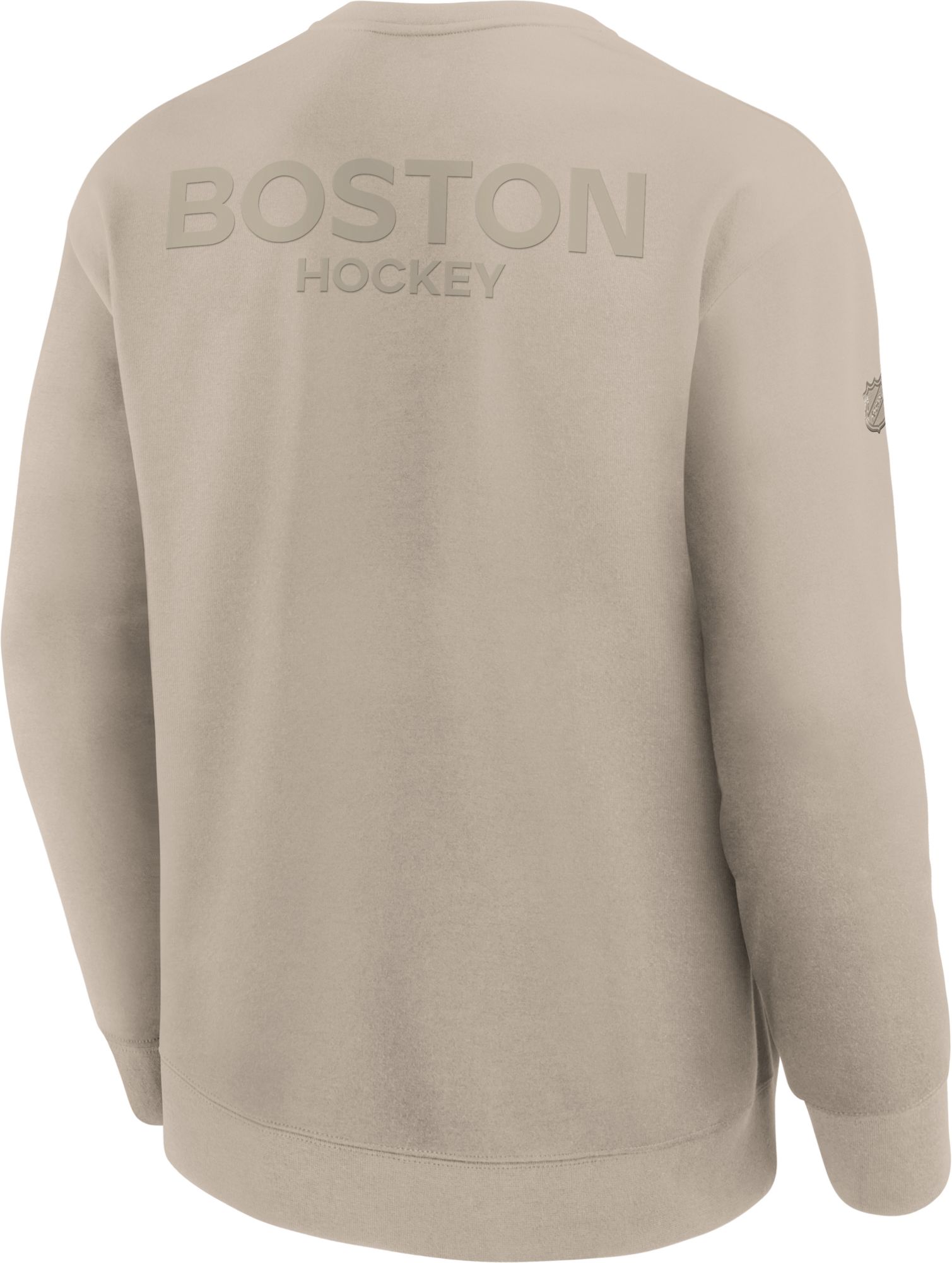 NHL Men's Boston Bruins Cream Road Polyester Knit Crew Sweatshirt product image