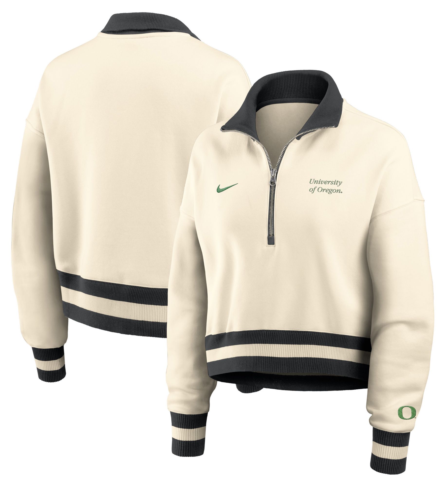 Nike Women's Oregon Ducks Natural Legacy Quarter-Zip Cropped Jacket product image