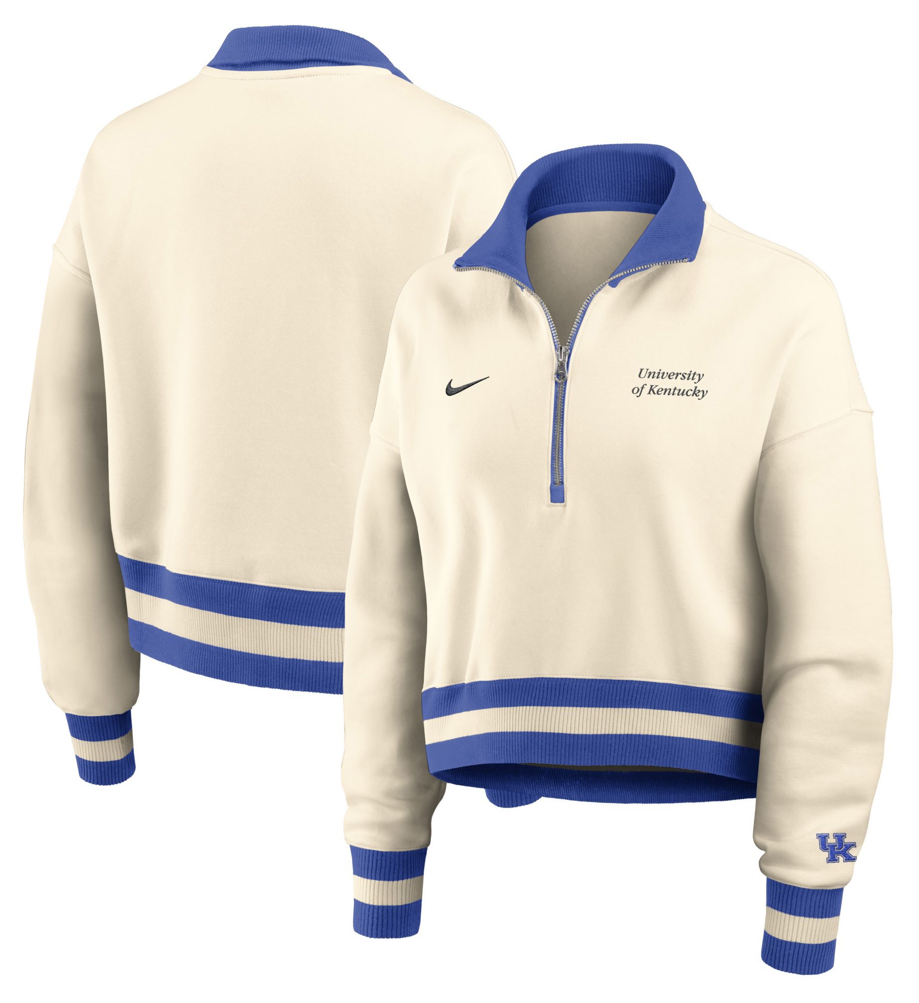 Nike Women's Kentucky Wildcats Natural Legacy Quarter-Zip Cropped Jacket product image