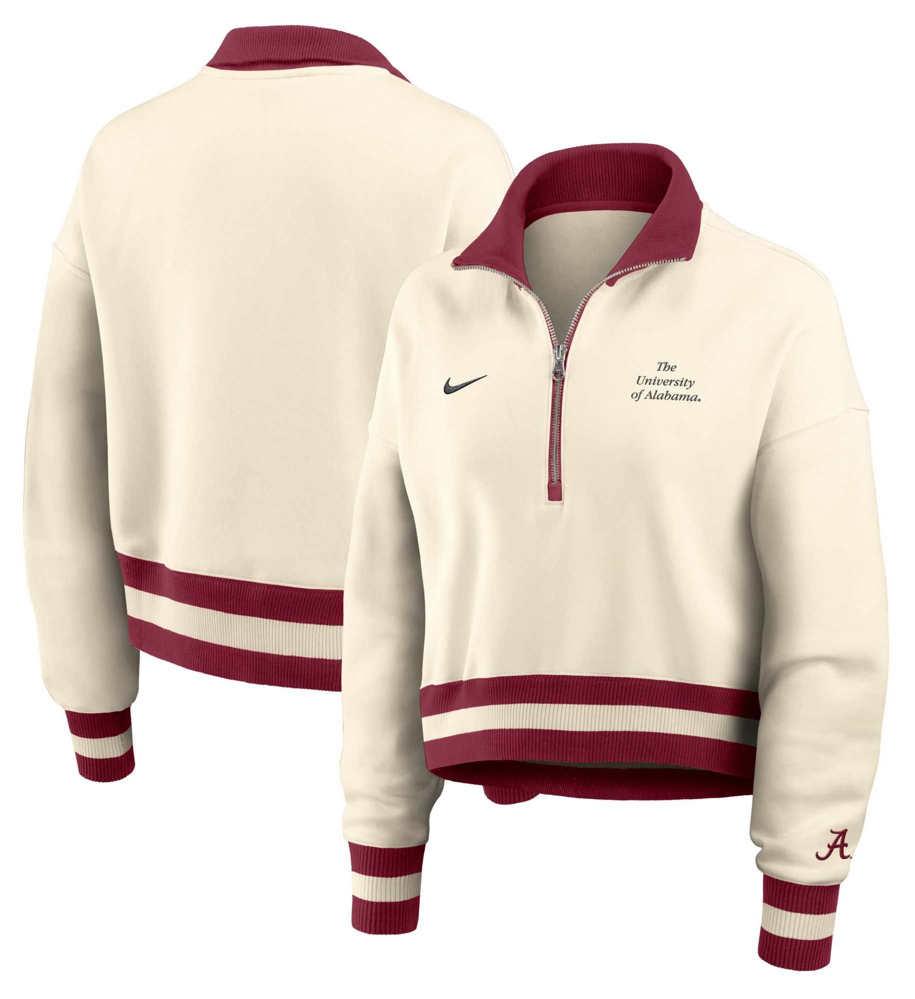 Nike Women's Alabama Crimson Tide Natural Legacy Quarter-Zip Cropped Jacket product image