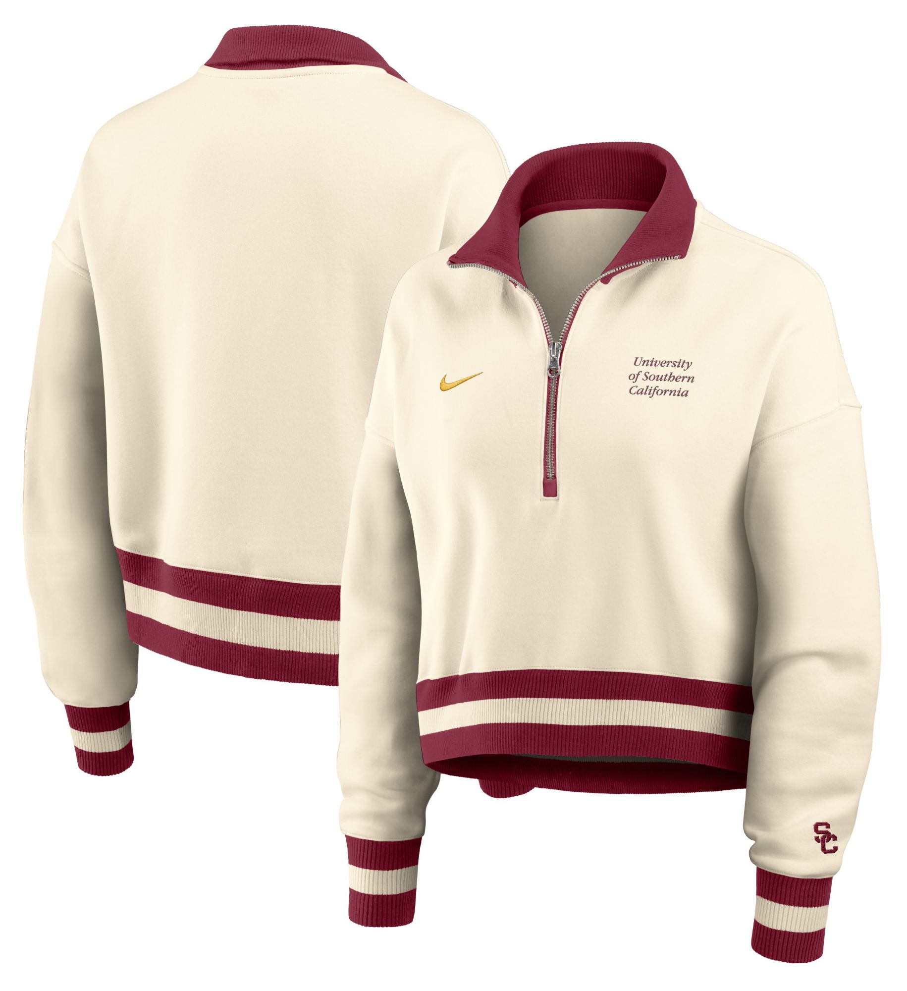 Nike Women's USC Trojans Natural Legacy Quarter-Zip Cropped Jacket product image
