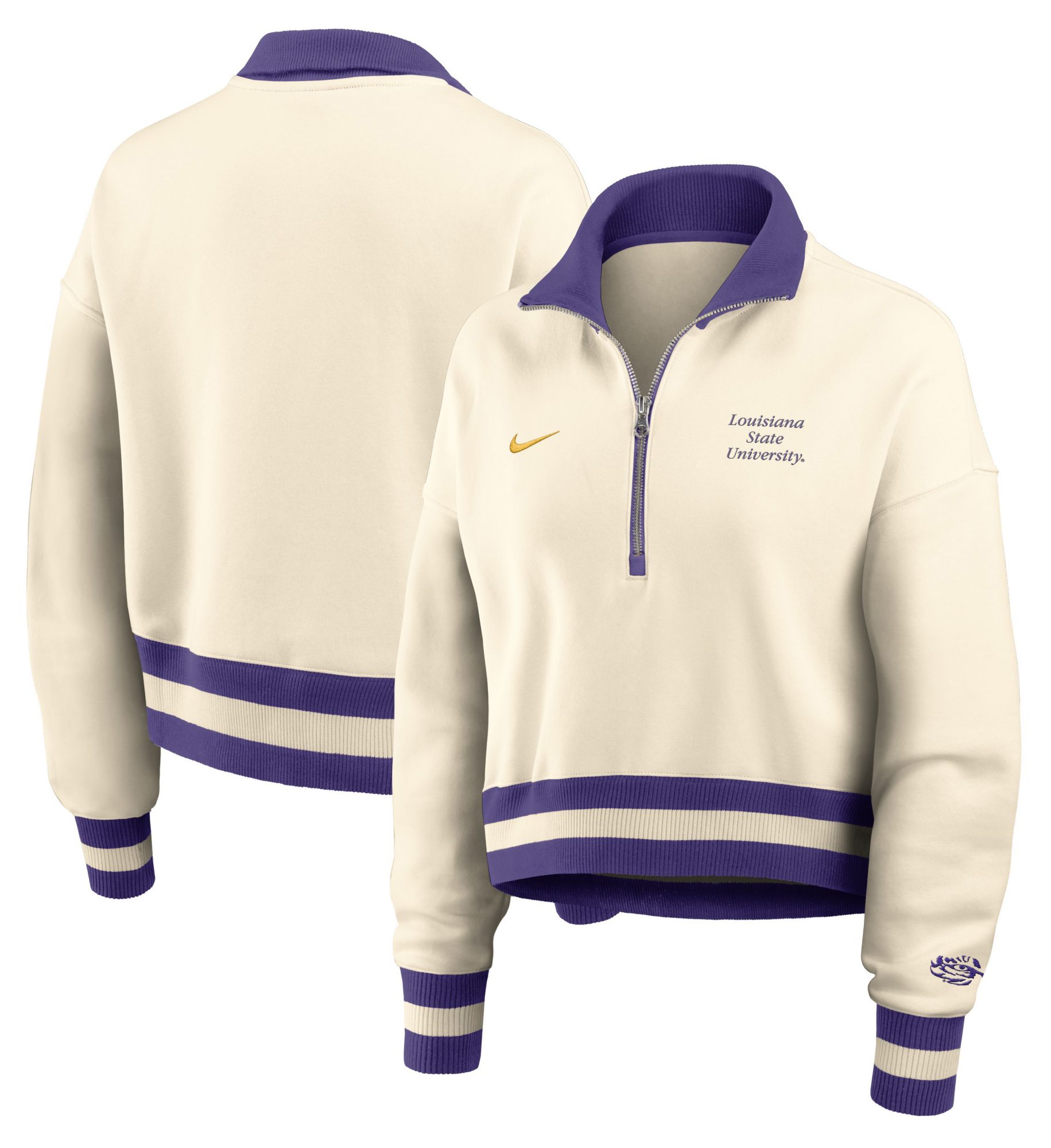 Nike Women's LSU Tigers Natural Legacy Quarter-Zip Cropped Jacket product image