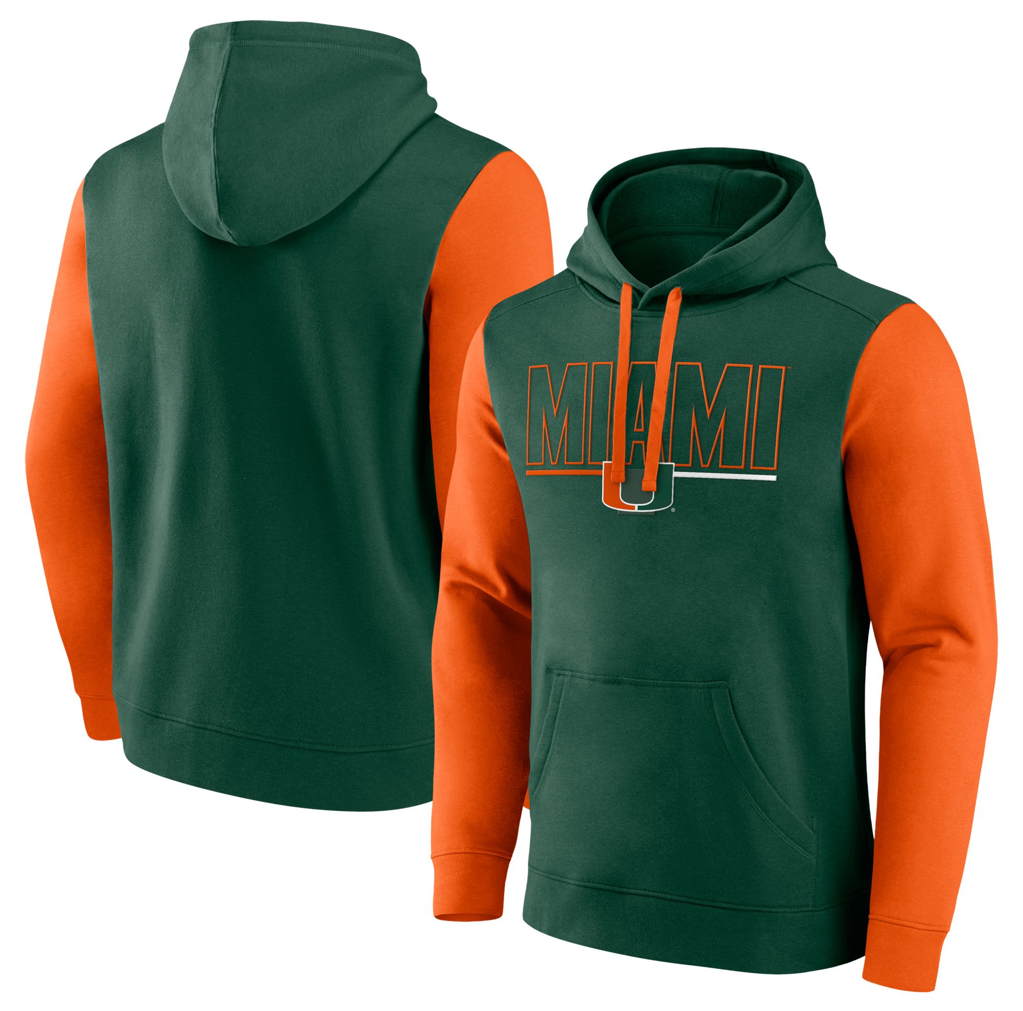NCAA Men's Miami Hurricanes Dark Green Outline Hoodie product image
