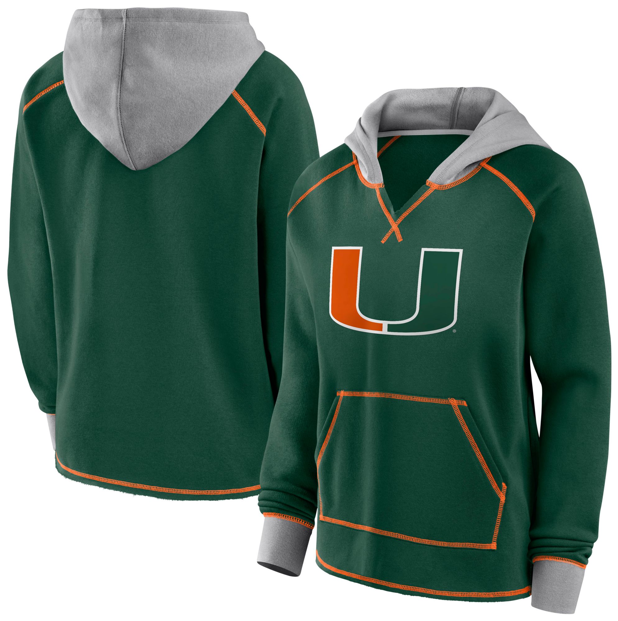 Logo Athletic Women's Miami Hurricanes Green Boom Logo Fleece Pullover Hoodie product image