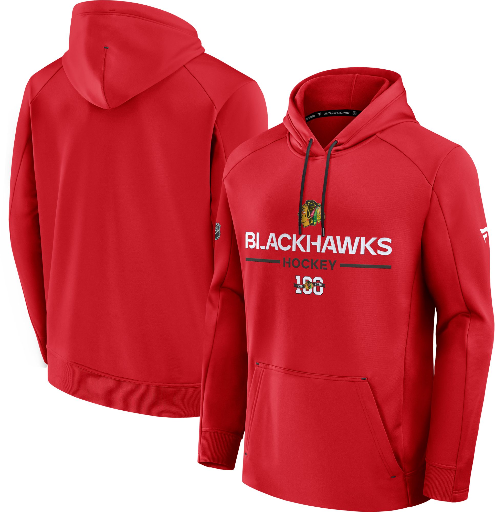 NHL Men's Chicago Blackhawks Centennial Red Rink Polyester Fleece Pullover Hoodie product image