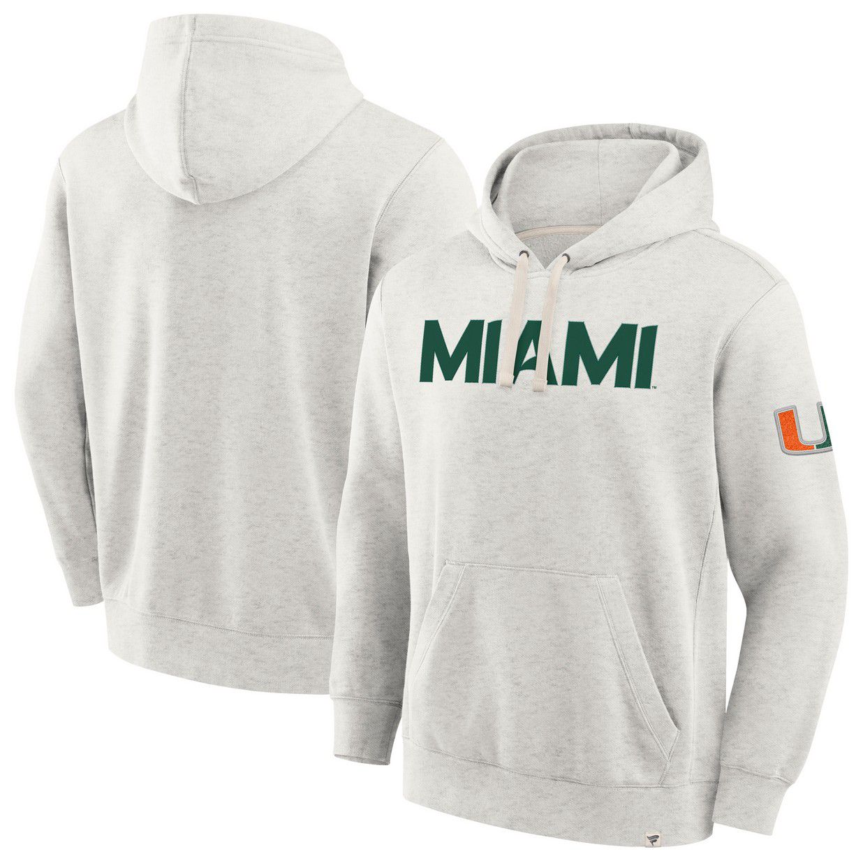 NCAA Men's Miami Hurricanes Oatmeal Heritage Fleece Pullover Hoodie product image