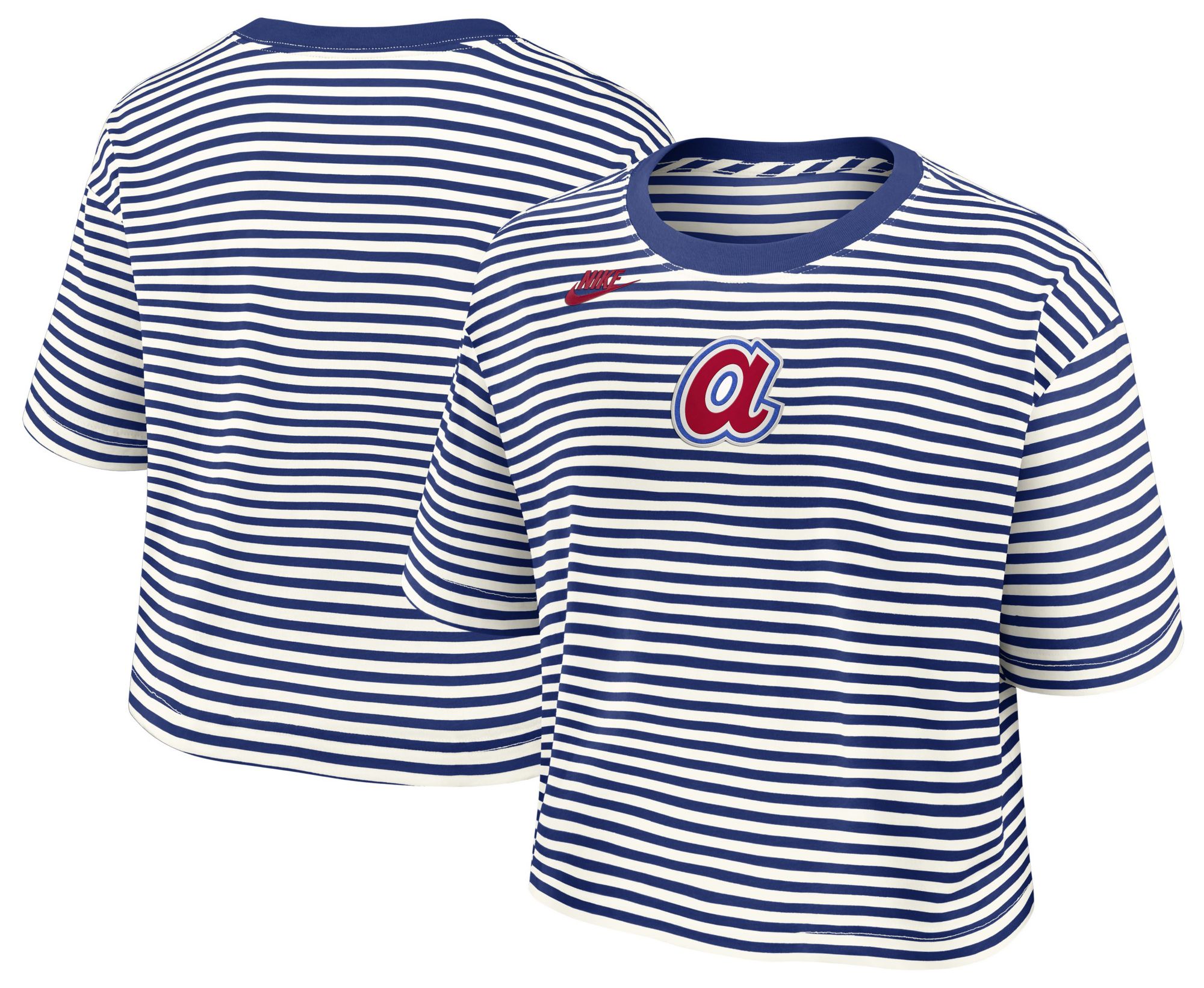 Nike Women's Atlanta Braves Blue Cotton Striped T-Shirt product image
