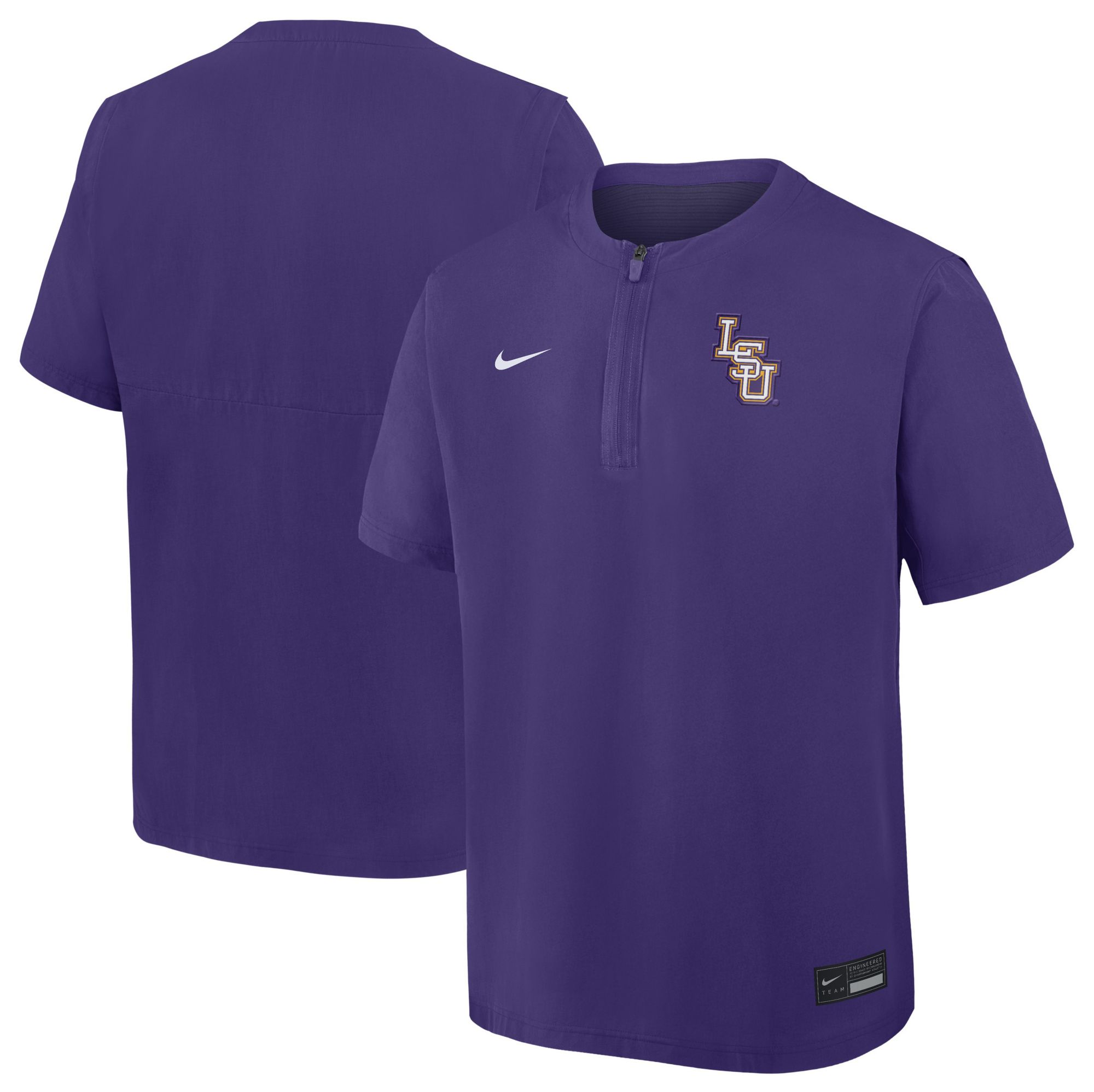 Nike Men's LSU Tigers Coaches Court Purple Short Sleeve Quarter-Zip product image