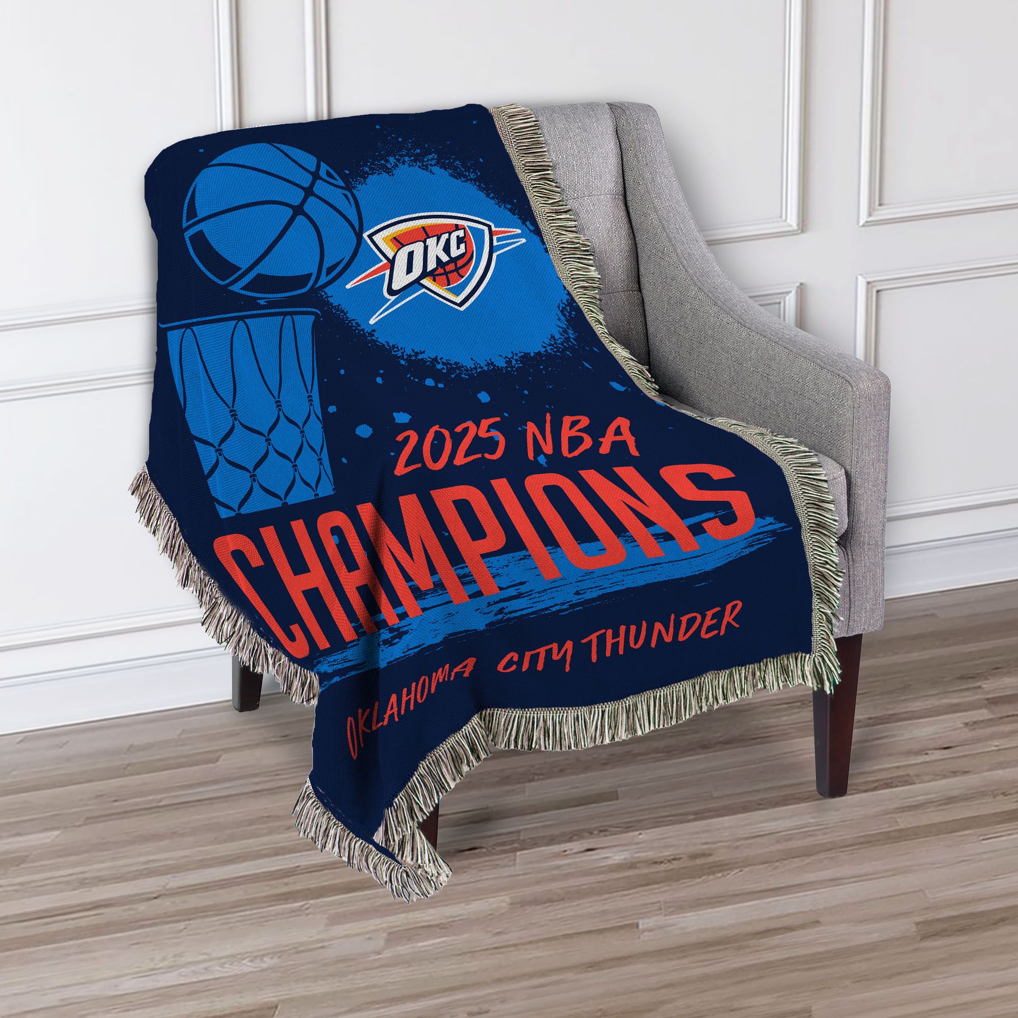 TheNorthwest 2025 NBA Champions Oklahoma City Thunder Tapestry Throw Blanket product image