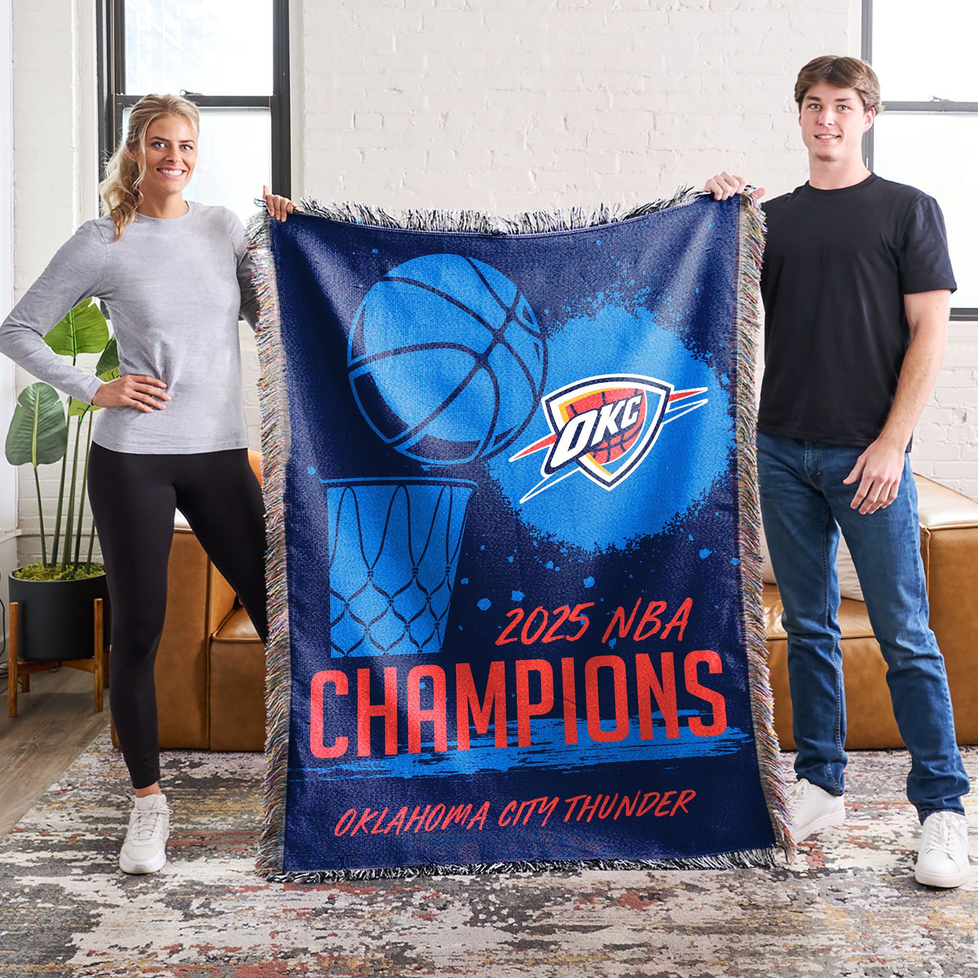 TheNorthwest 2025 NBA Champions Oklahoma City Thunder Tapestry Throw Blanket product image