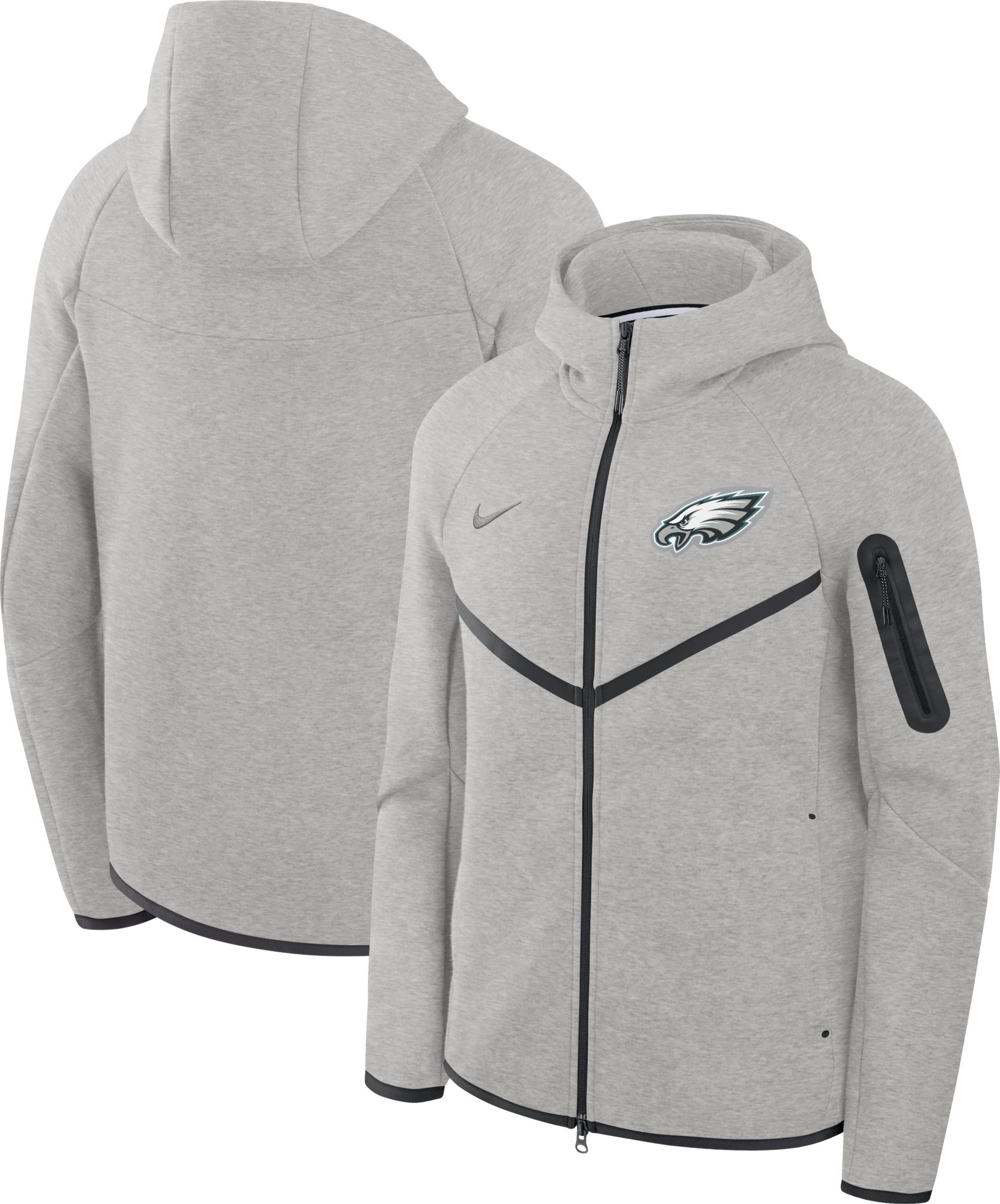 Nike Men's Philadelphia Eagles Dark Grey Heather Tech Fleece Full-Zip Windrunner Hoodie product image