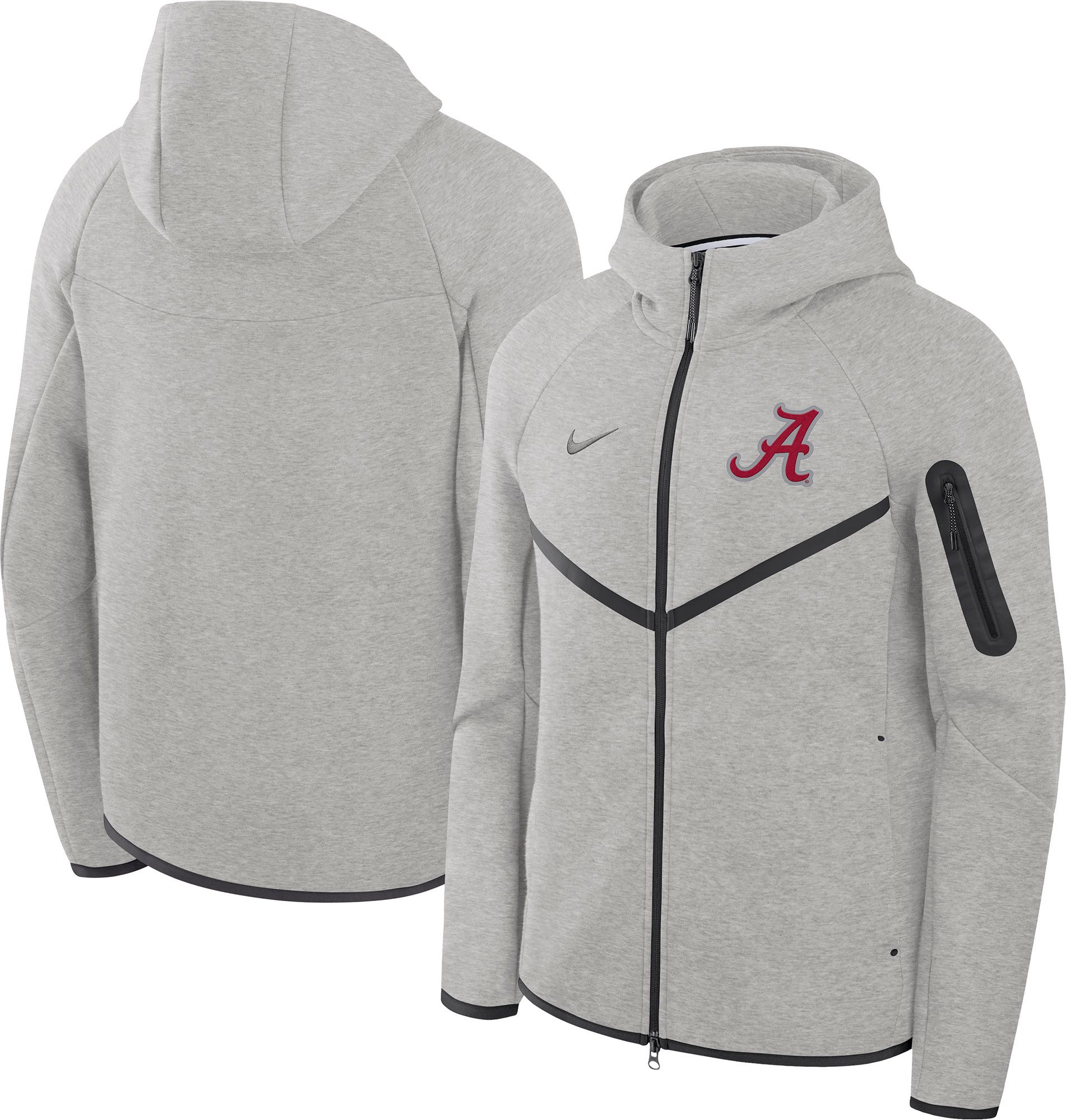 Nike Men's Alabama Crimson Tide Dark Grey Heather Tech Fleece Full-Zip Hoodie product image