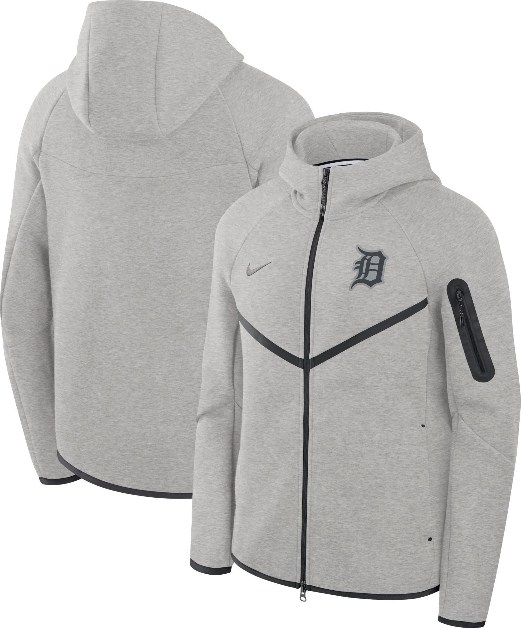 Nike Men's Detroit Tigers Gray Tech Fleece Windrunner Full-Zip Hoodie product image