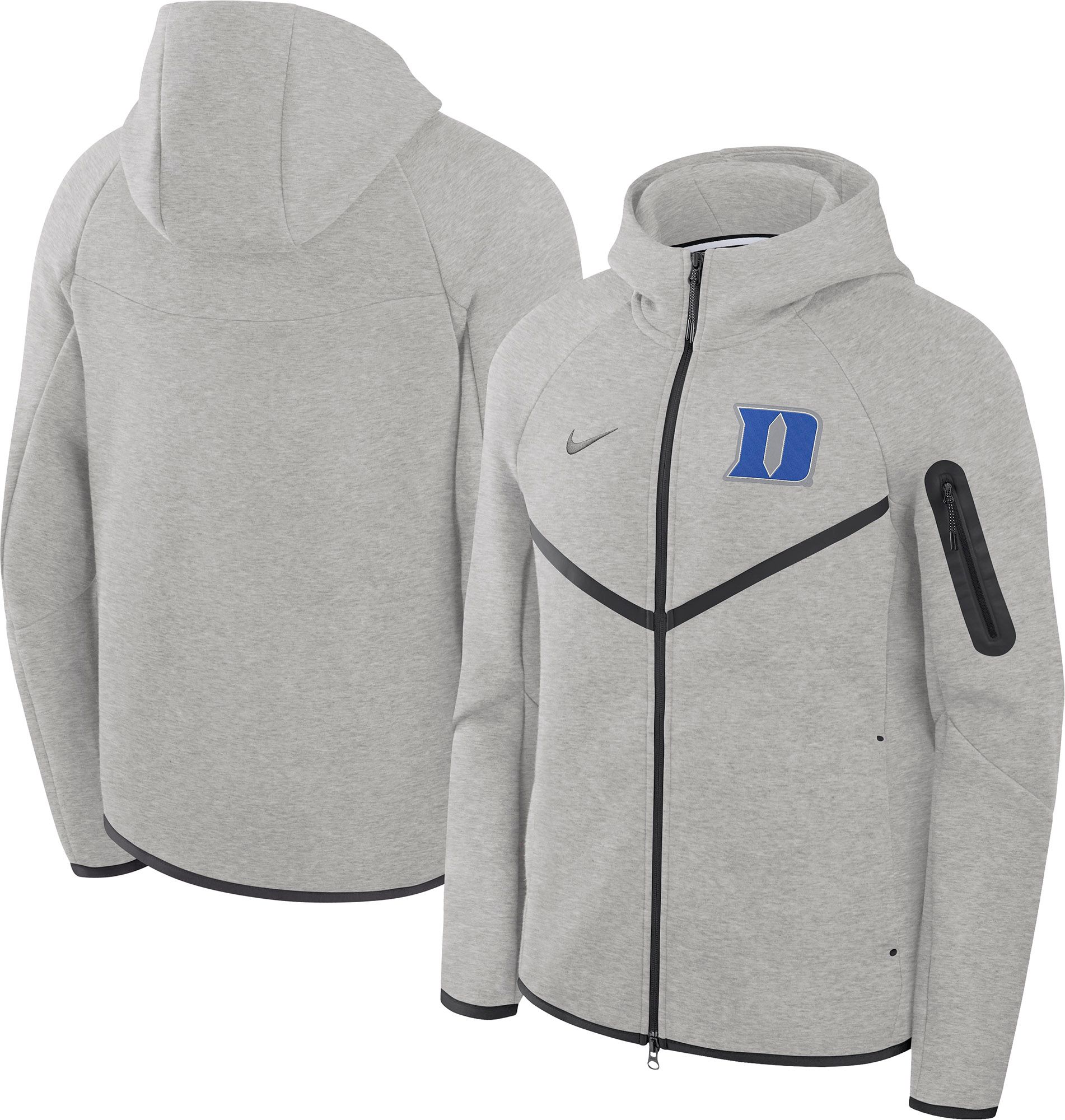 Nike Men's Duke Blue Devils Dark Grey Heather Tech Fleece Full-Zip Hoodie product image