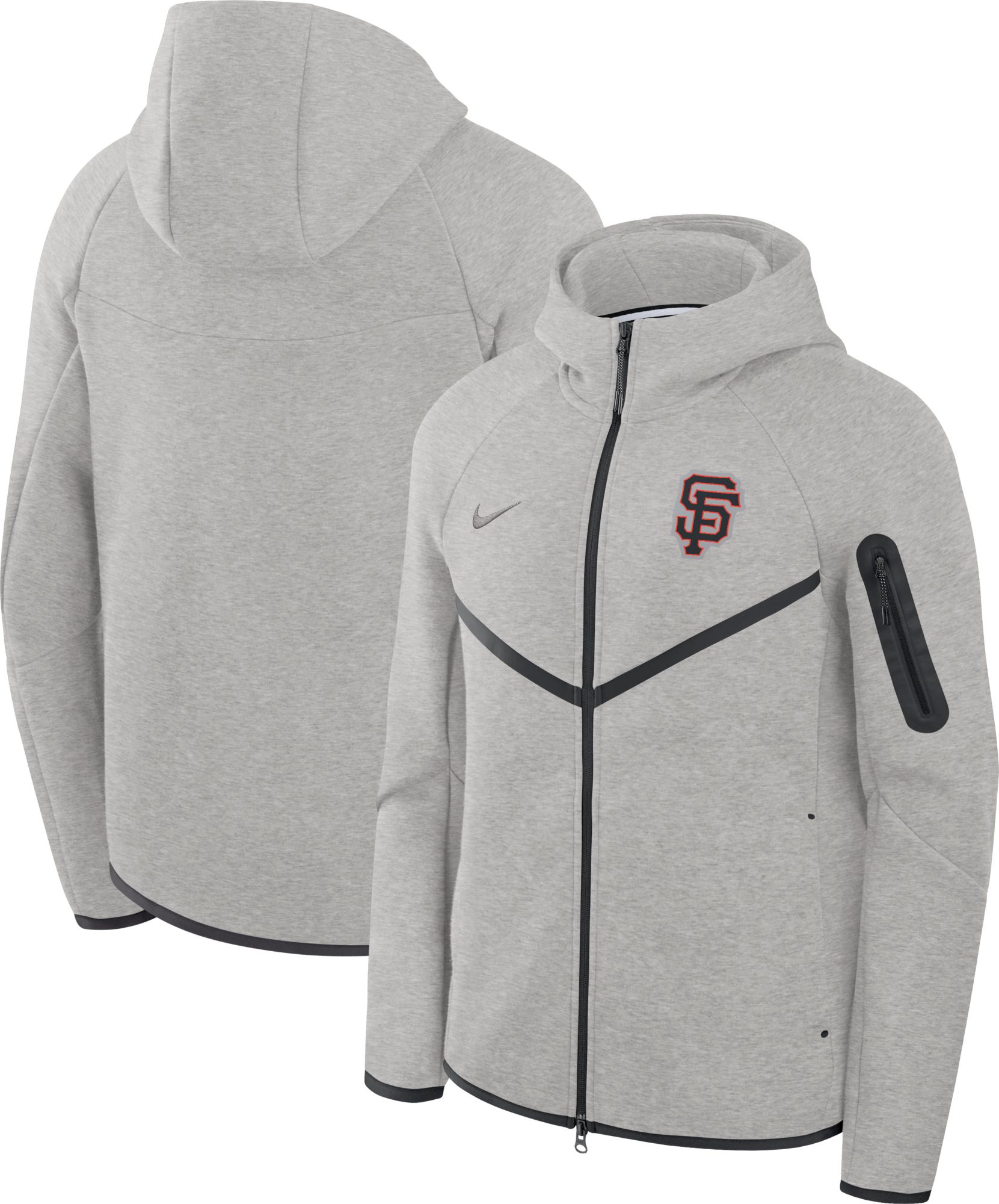 Nike Men's San Francisco Giants Gray Tech Fleece Windrunner Full-Zip Hoodie product image
