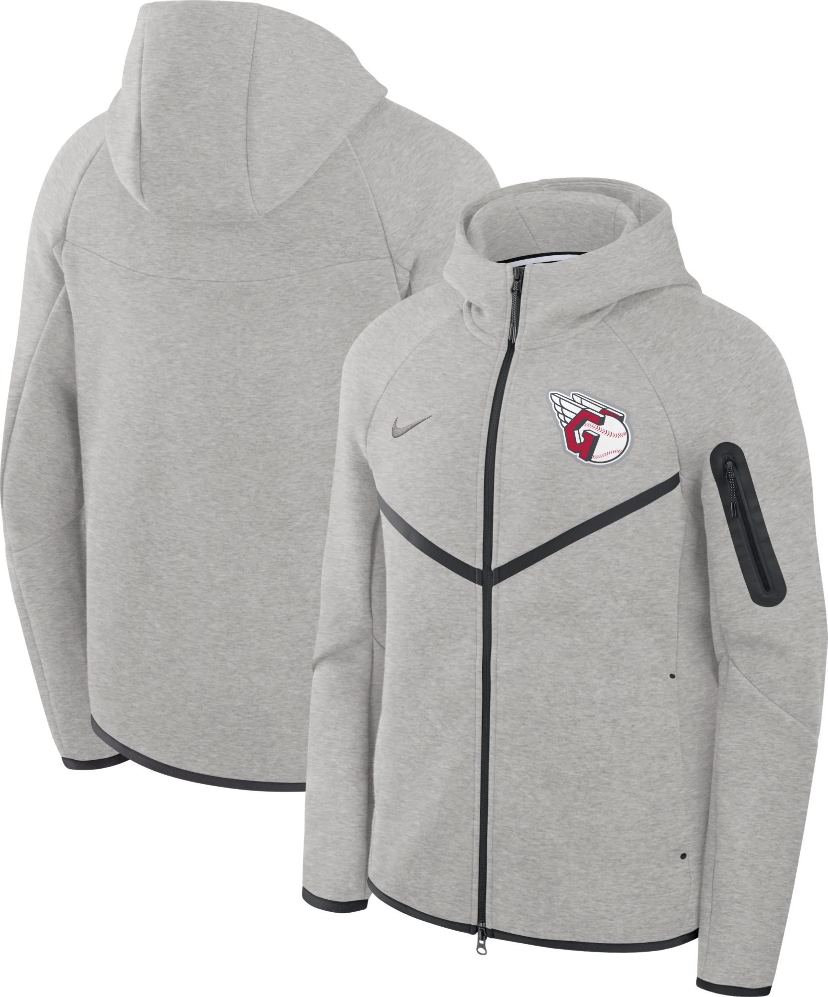 Nike Men's Cleveland Guardians Gray Tech Fleece Windrunner Full-Zip Hoodie product image