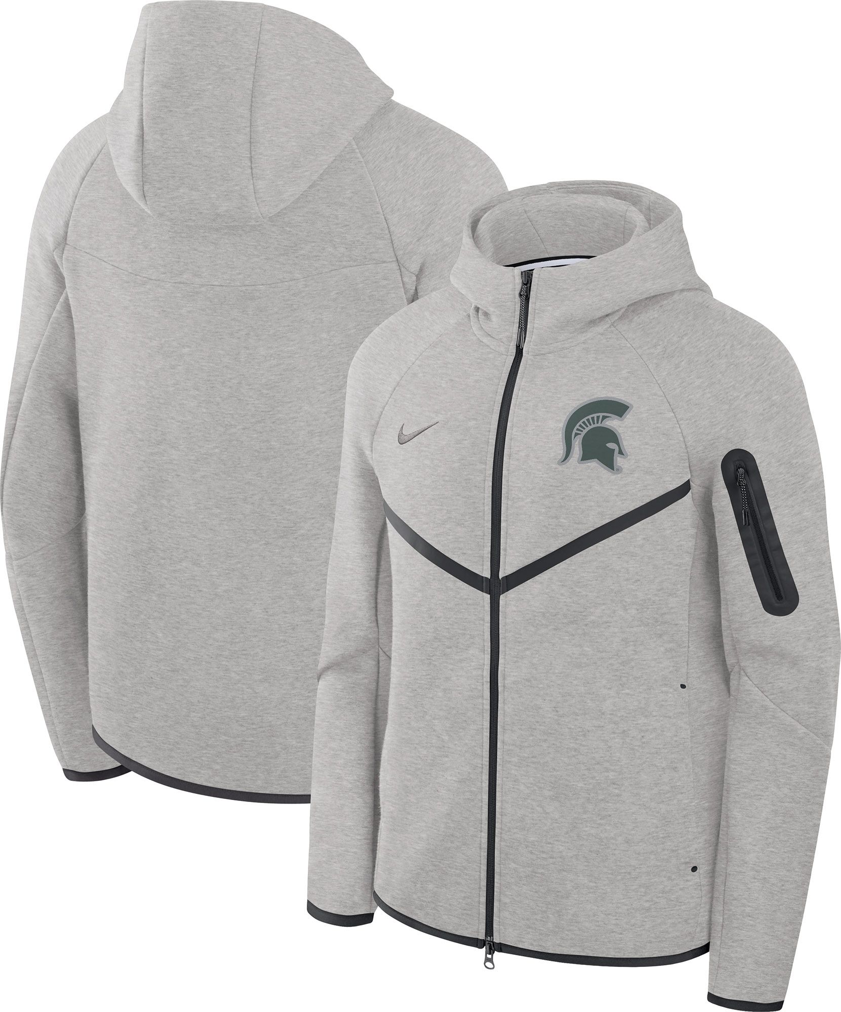 Nike Men's Michigan State Spartans Dark Grey Heather Tech Fleece Full-Zip Hoodie product image