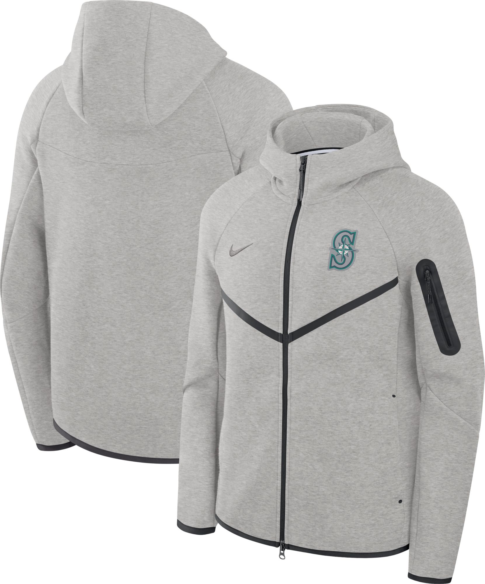 Nike Men's Seattle Mariners Gray Tech Fleece Windrunner Full-Zip Hoodie product image