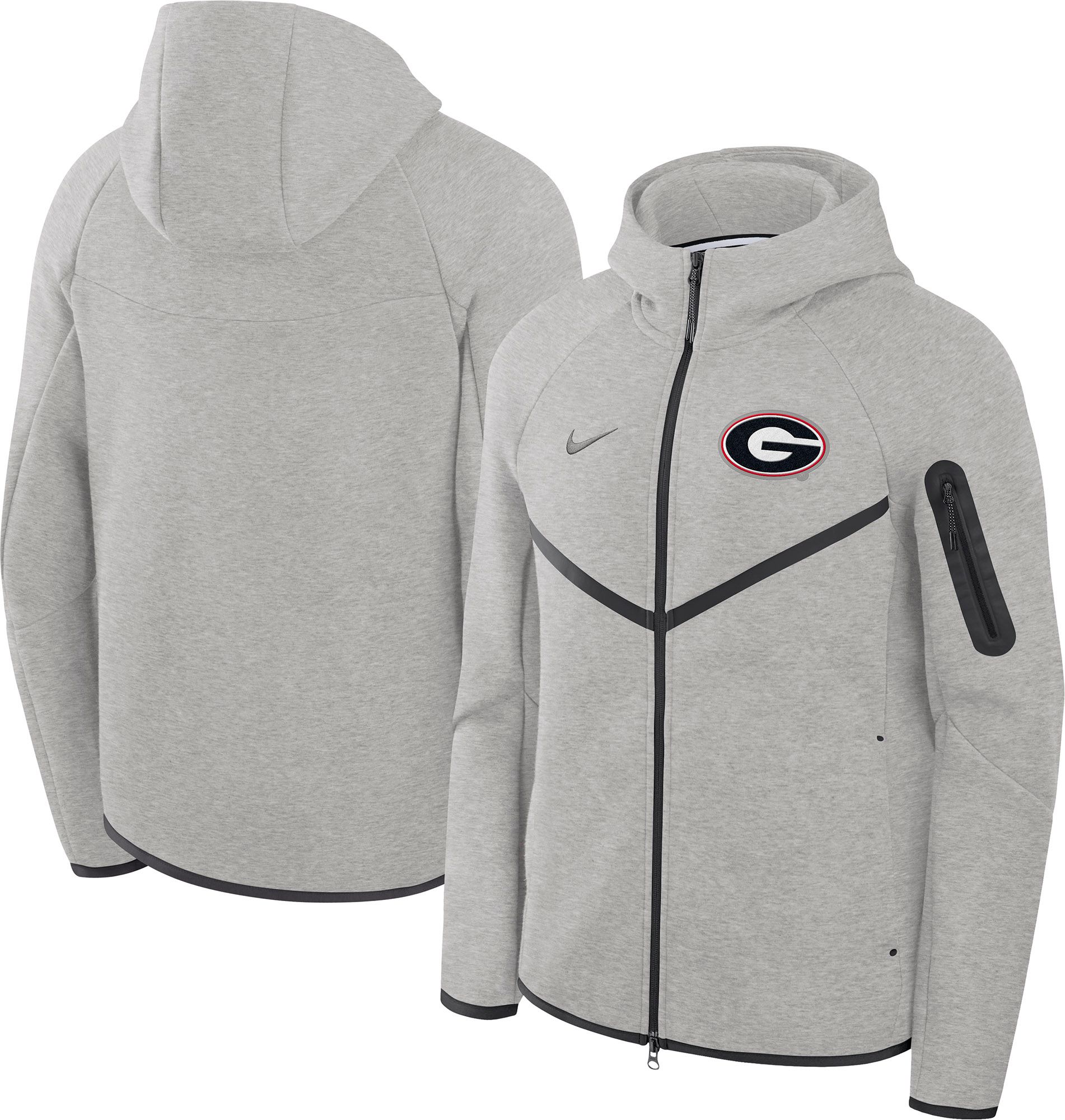 Nike Men's Georgia Bulldogs Dark Grey Heather Tech Fleece Full-Zip Hoodie product image
